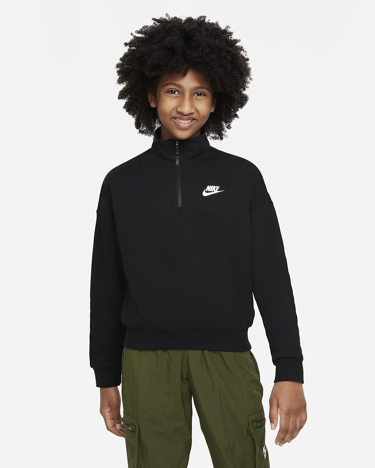 Nike Sportswear Club Fleece Older Kids' (Girls') 1/2-Zip Top. Nike SG