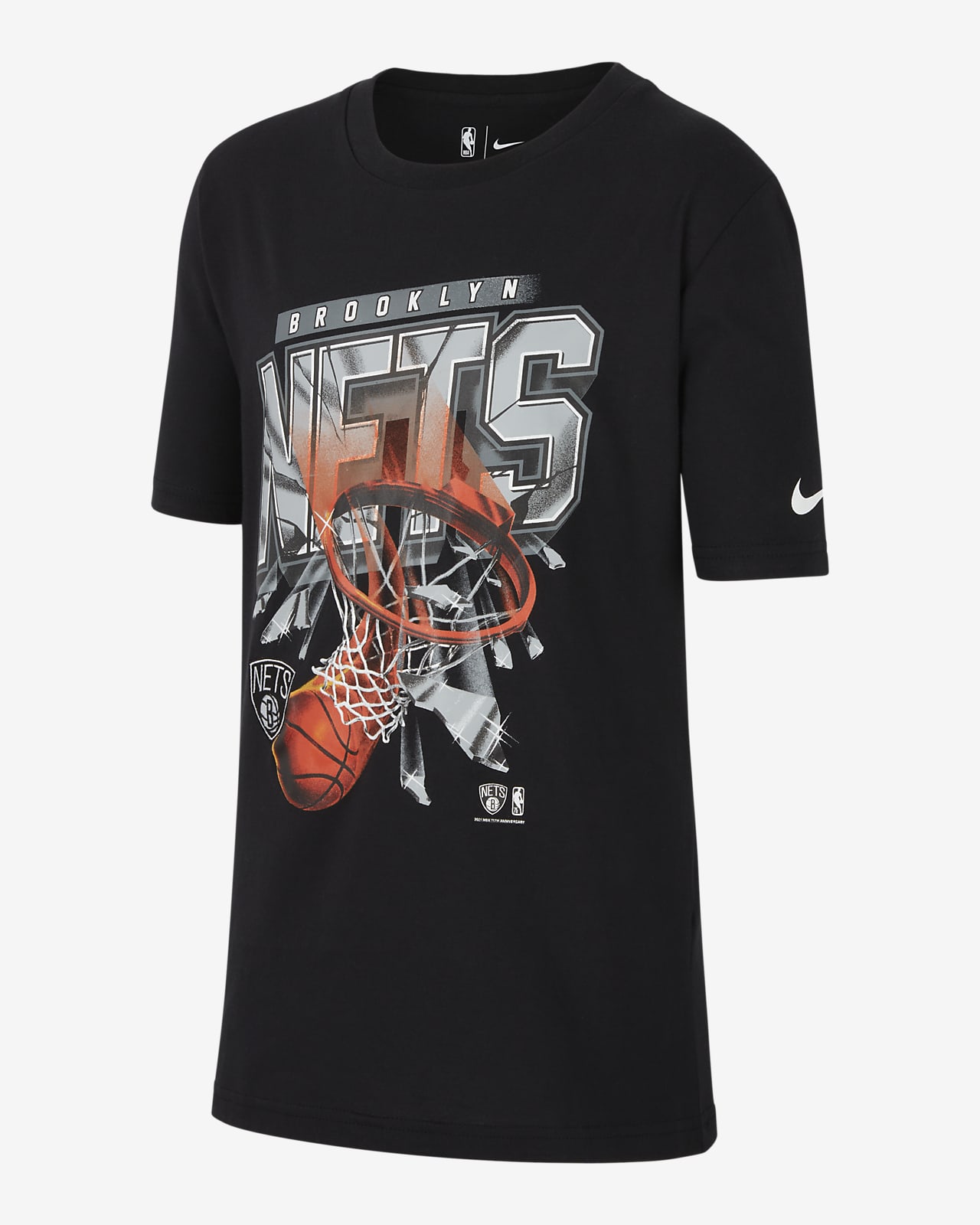 Brooklyn Nets Courtside Older Kids' Nike NBA T-Shirt. Nike LU