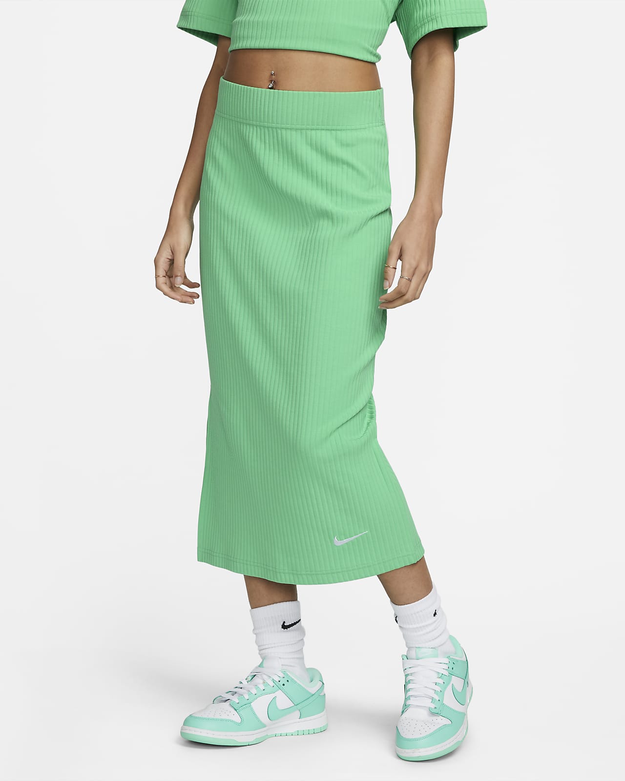 Falda de tejido de canalé de tiro alto para mujer Nike Sportswear