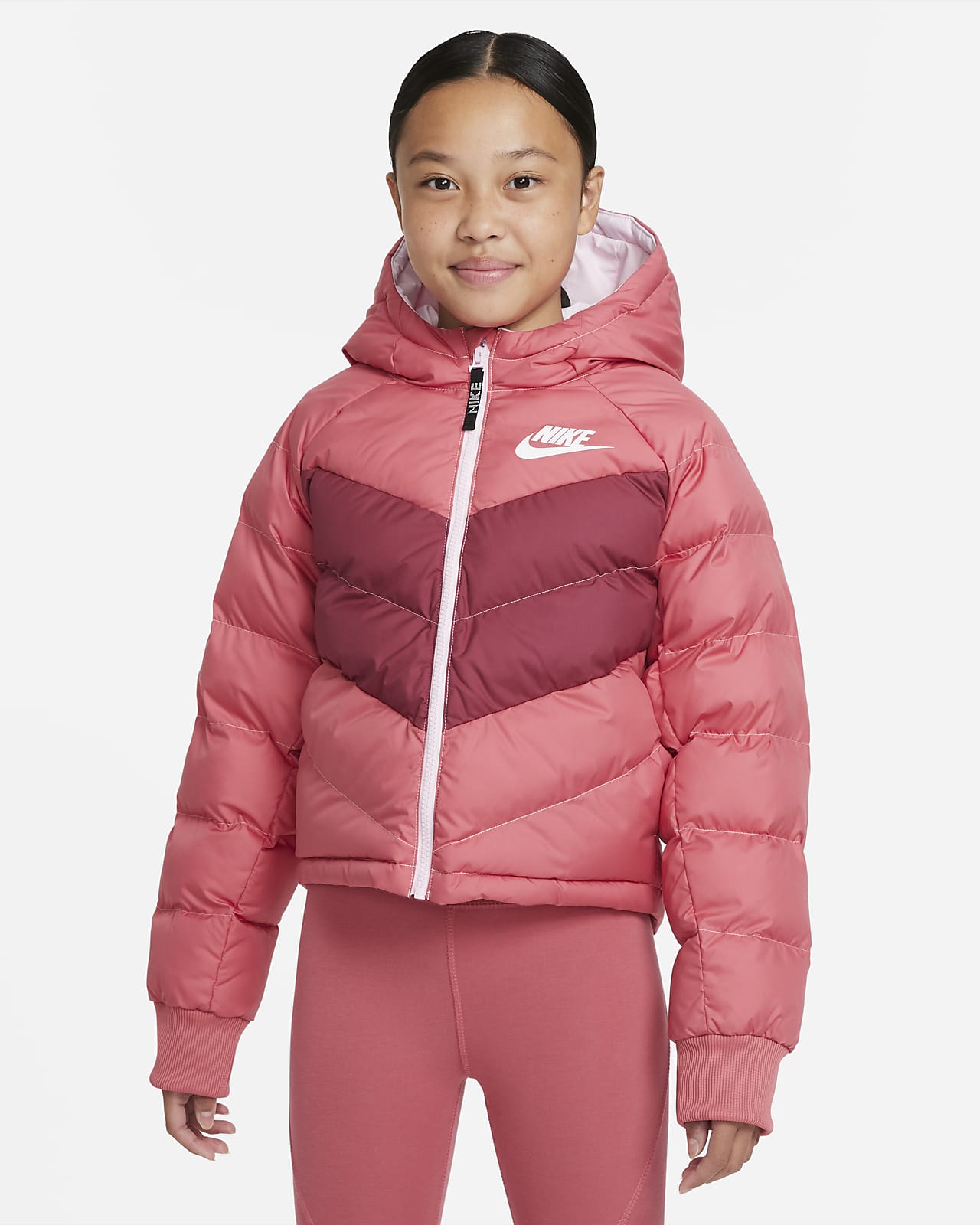 Bunda Nike Sportswear s kapucí a syntetickou výplní pro větší děti (dívky)