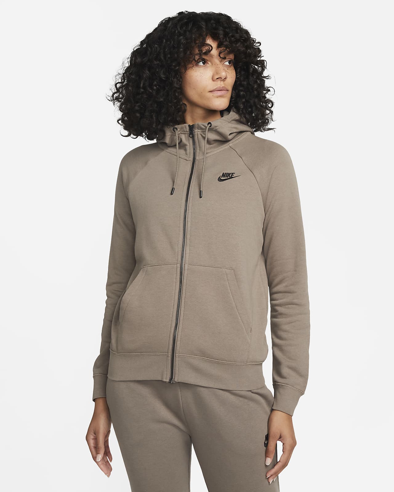 Nike Sportswear Essential-fleecehættetrøje med lynlås til kvinder