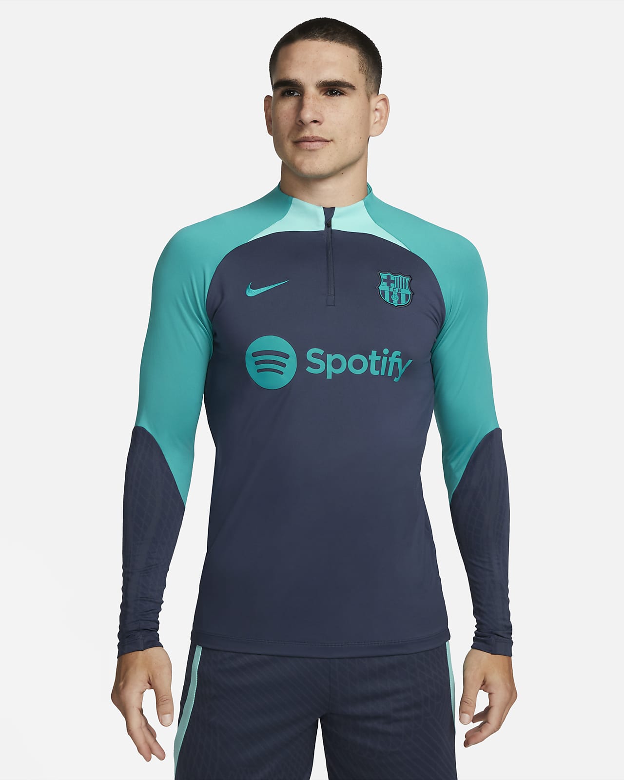 FC Barcelona Strike Nike Dri-FIT kötött férfi edzőfelső futballhoz