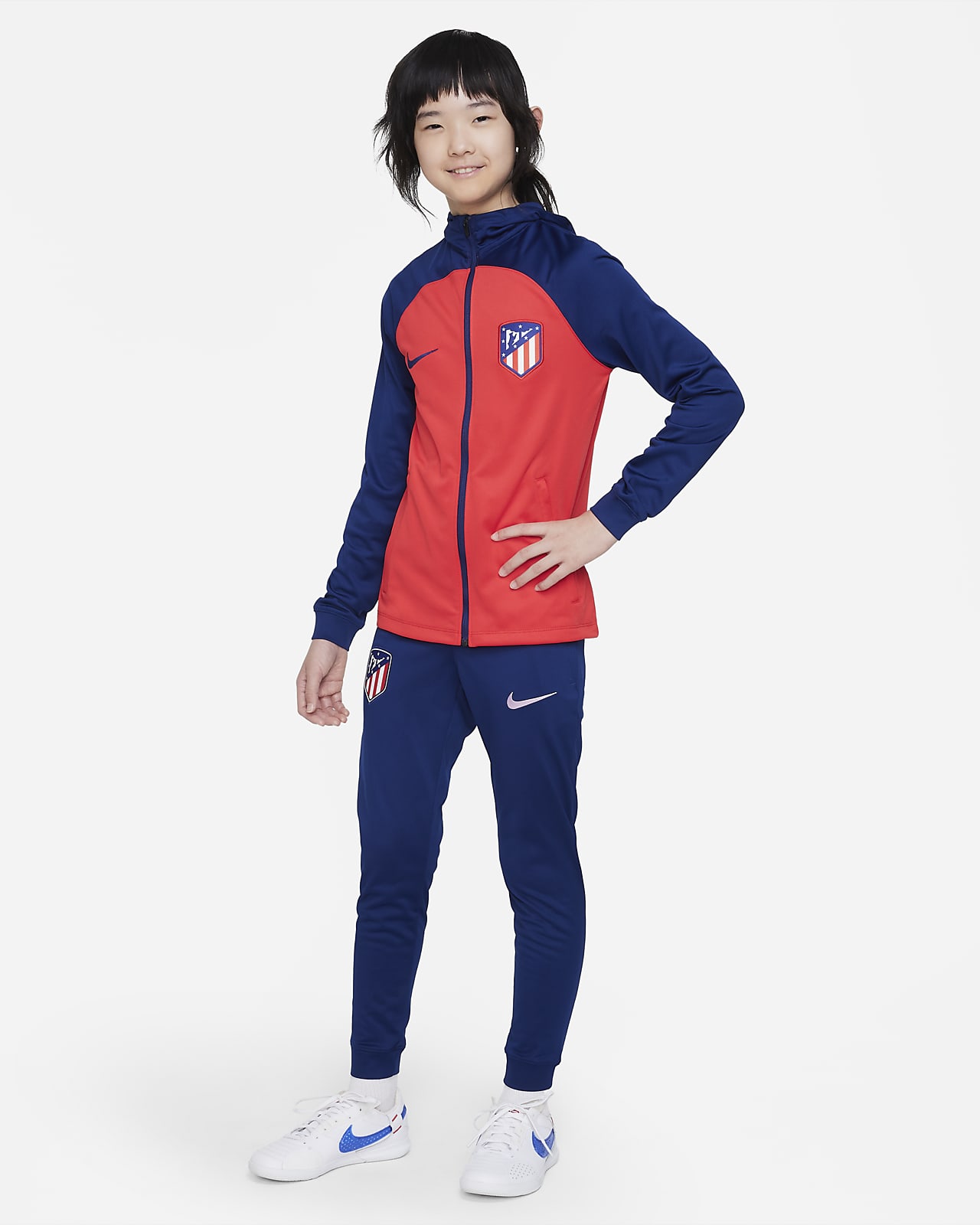 Atlético Madrid Strike Nike Dri-FIT Genç Çocuk Kapüşonlu Futbol Eşofmanı