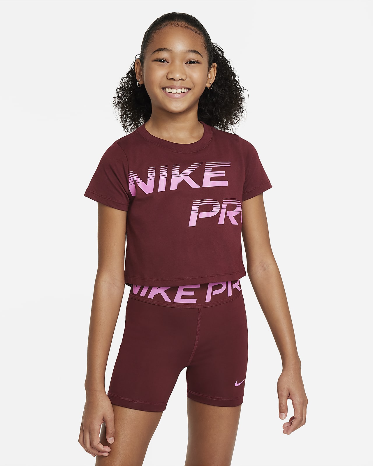 Nike Pro 大童 (女童) Dri-FIT 短版 T 恤