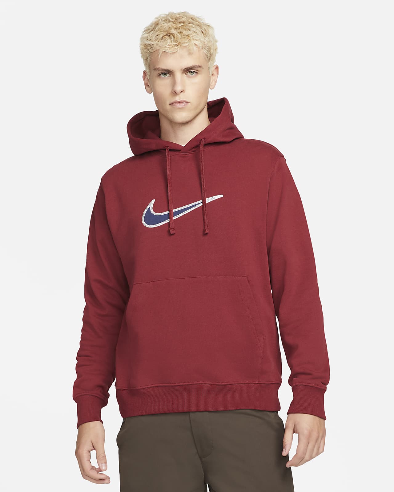 Felpa pullover in fleece con cappuccio Nike Sportswear Swoosh - Uomo