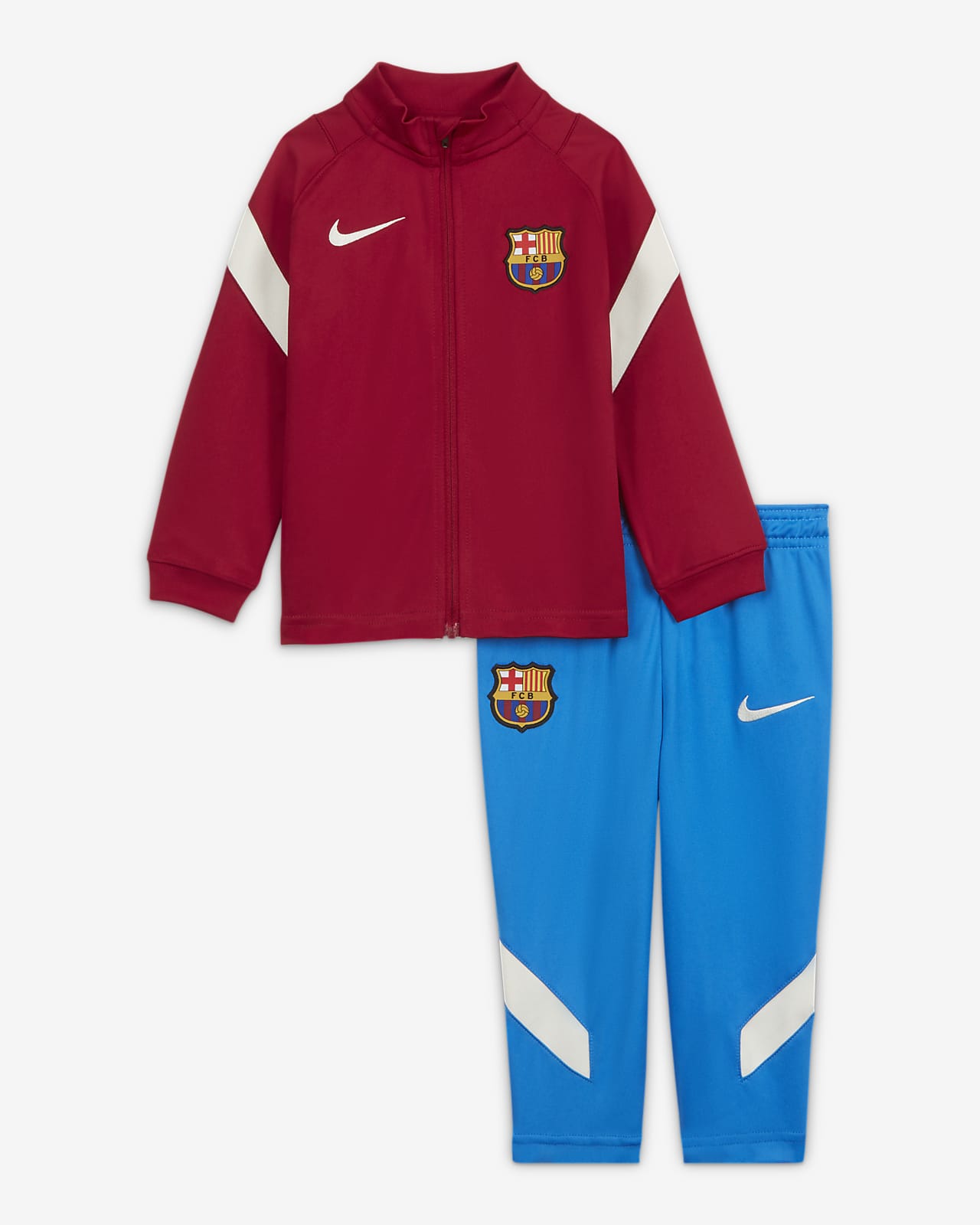 Stickad fotbollstracksuit FC Barcelona Nike Dri-FIT Strike för baby/små barn