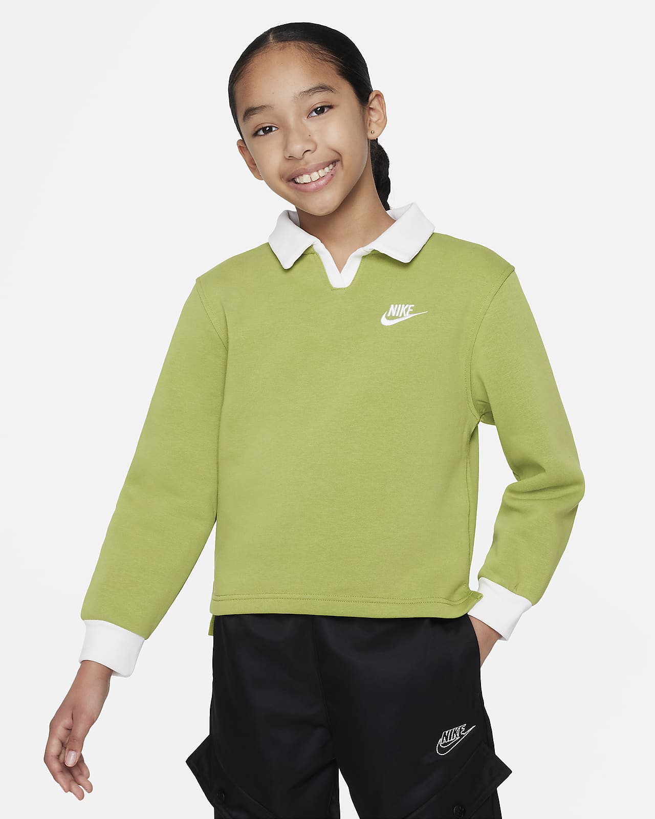 Playera tipo polo para niñas talla grande Nike Sportswear Club Fleece