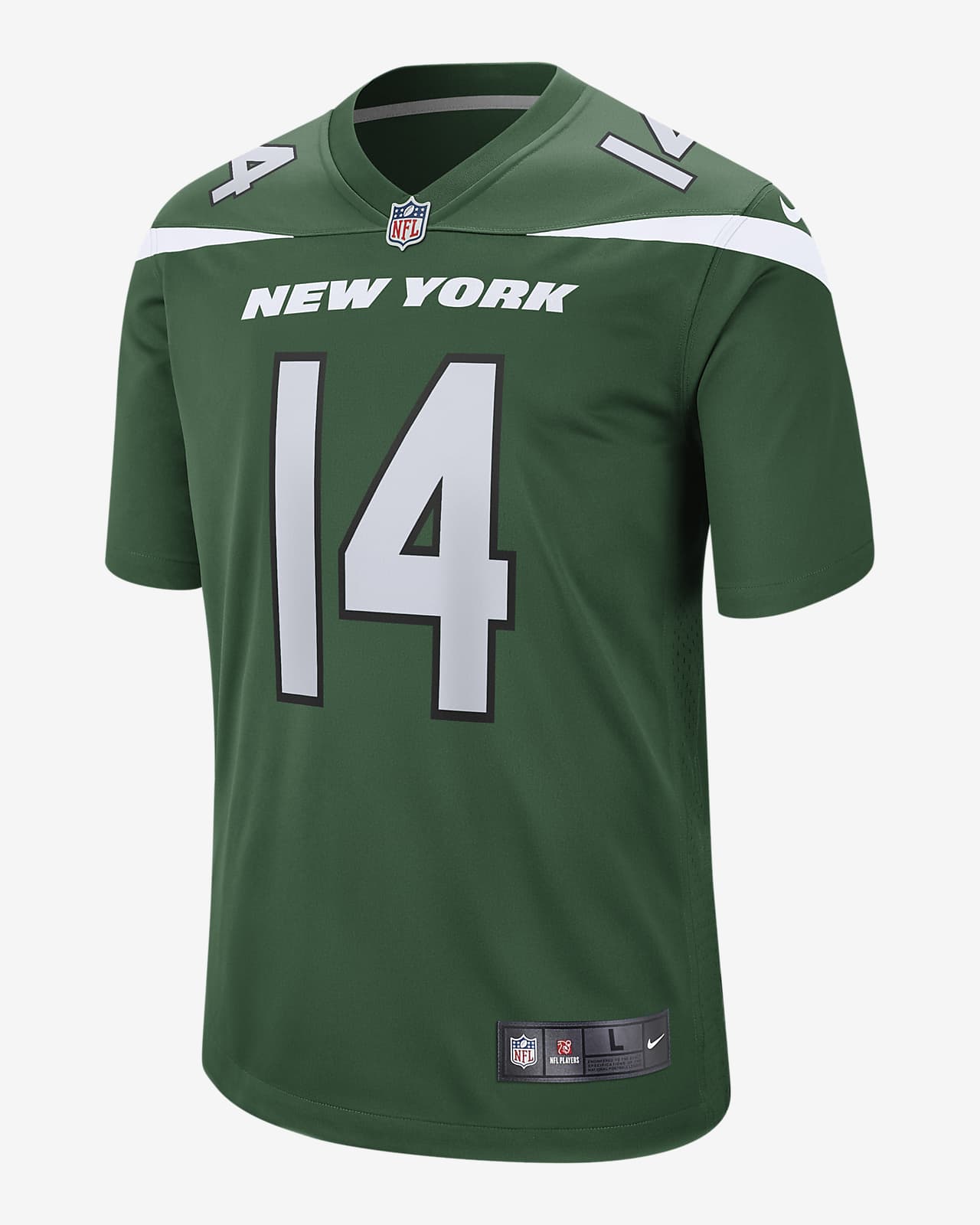 Maglietta Uomo New York Jets DAMN JETS Con Sam Darnold E Le'Veon Bell, Bianca, 100% Cotone