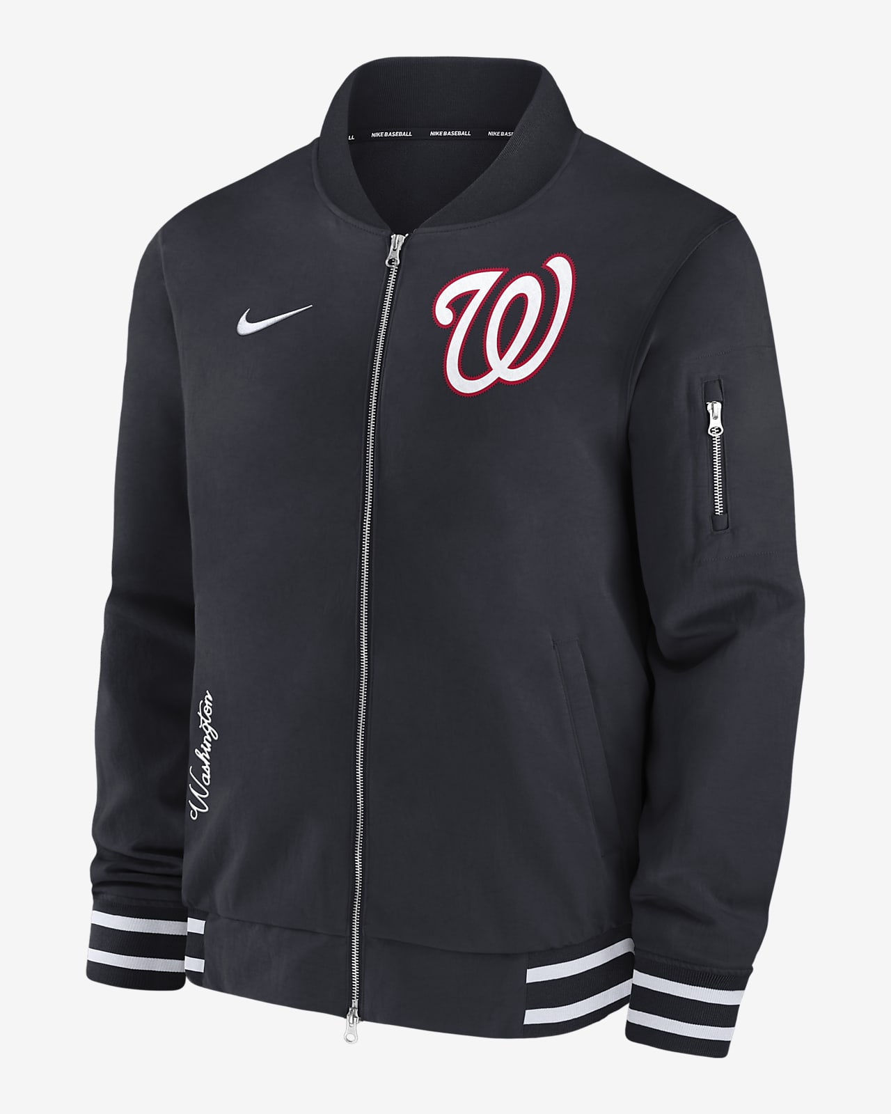 Washington Nationals Authentic Collection Men's Nike MLB Full-Zip Bomber Jacket