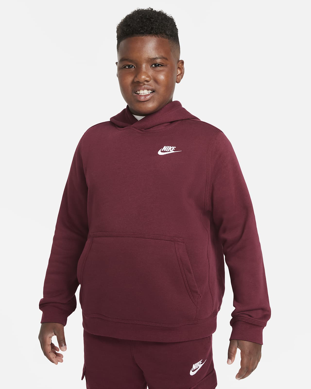 Nike Sportswear Club Fleece-pullover-hættetrøje (udvidet størrelse) til store børn (drenge)