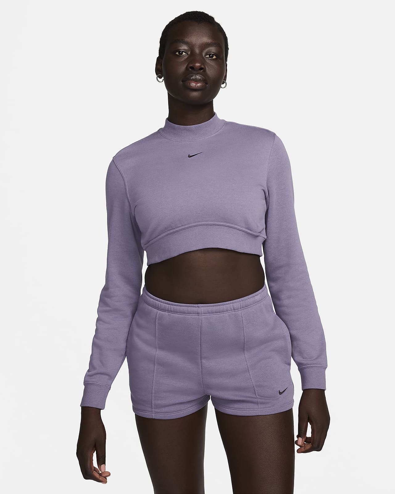 Γυναικεία crop μπλούζα από French Terry ύφασμα με crew λαιμόκοψη Nike Sportswear Chill Terry