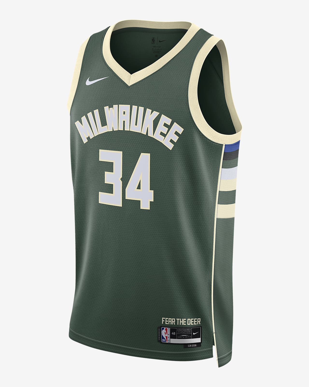 เสื้อแข่งผู้ชาย Nike Dri-FIT NBA Swingman Milwaukee Bucks Icon Edition 2022/23