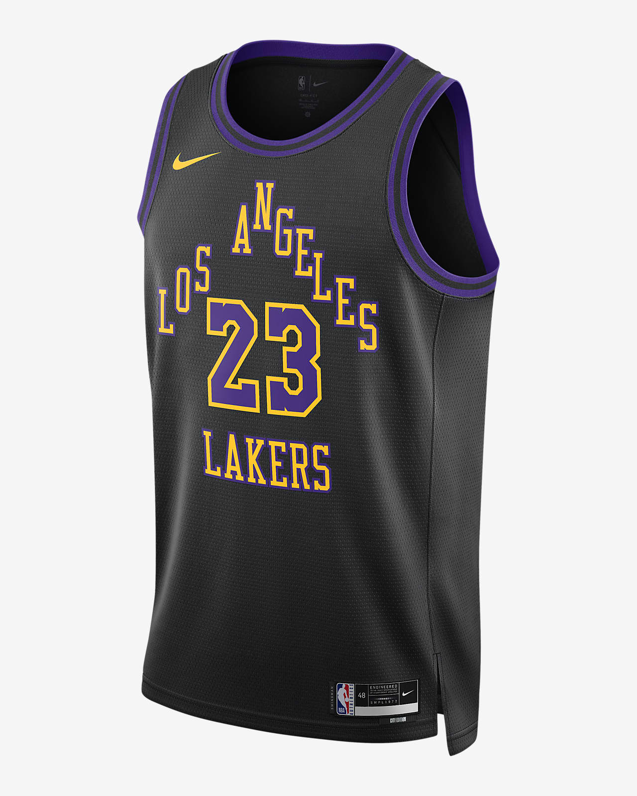เสื้อแข่งผู้ชาย Nike Dri-FIT NBA Swingman Lebron James Los Angeles Lakers City Edition 2023/24