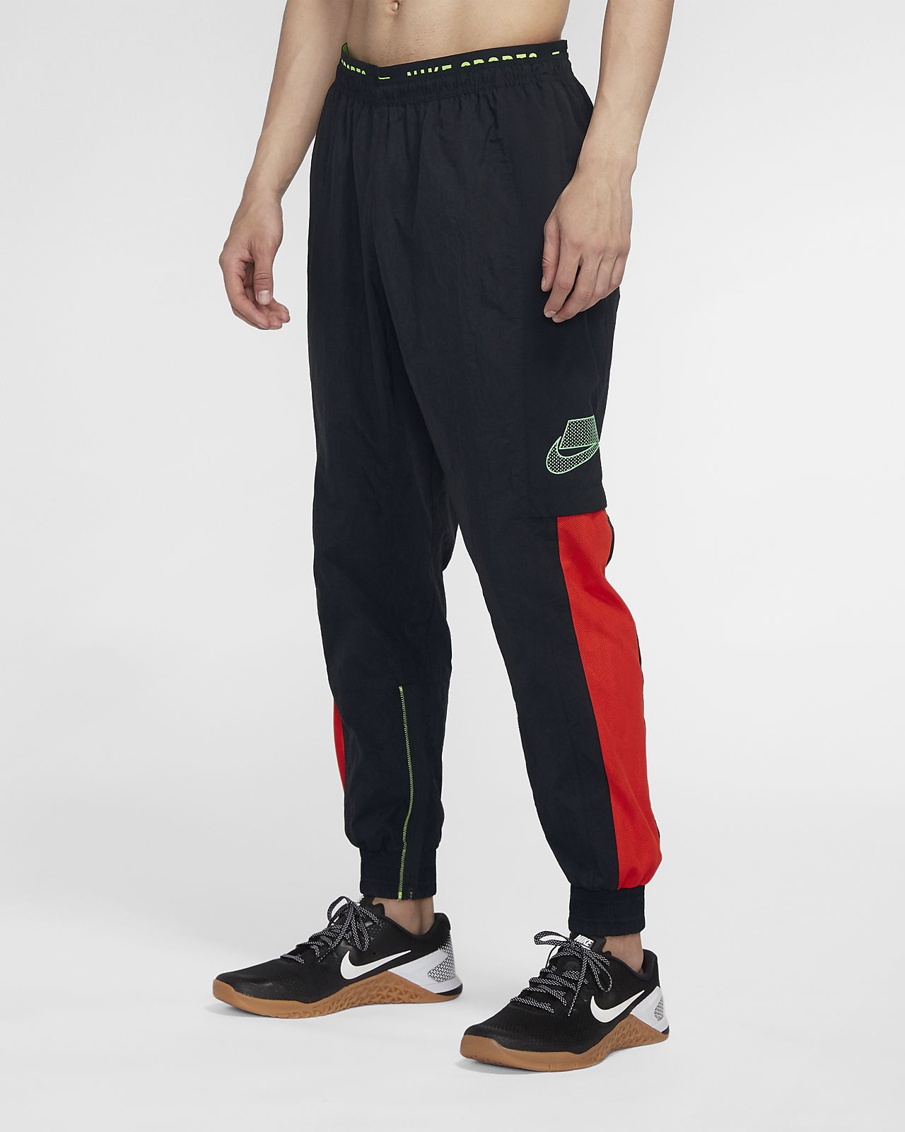 green joggers with white stripe