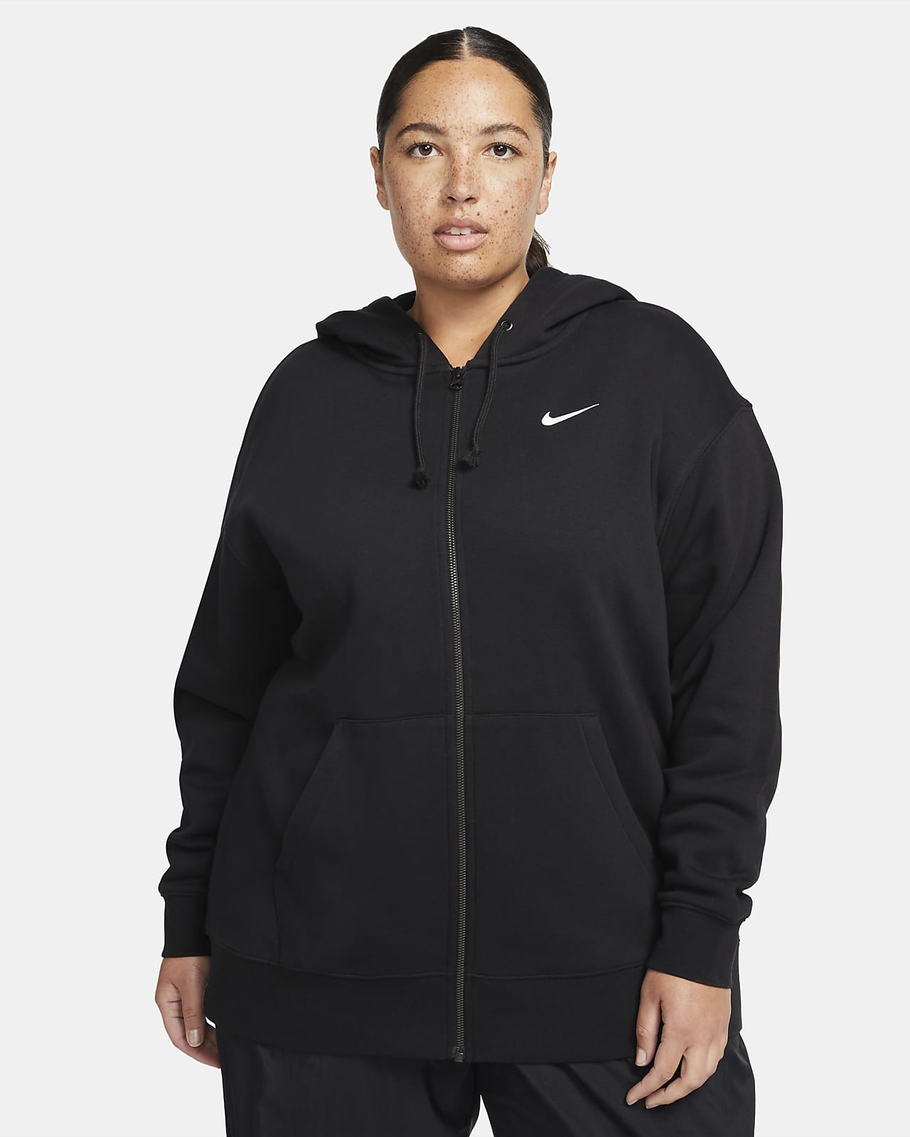 Nike Sportswear Essential Fleecehoodie met rits over de hele lengte voor dames (Plus Size)