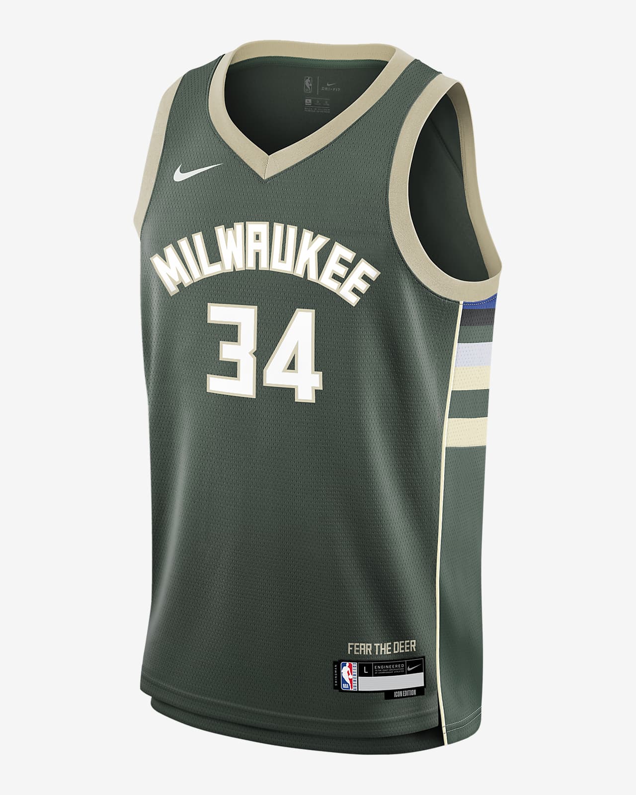 Giannis Antetokounmpo Milwaukee Bucks 2023/24 Icon Edition Big Kids' Nike NBA Swingman Jersey