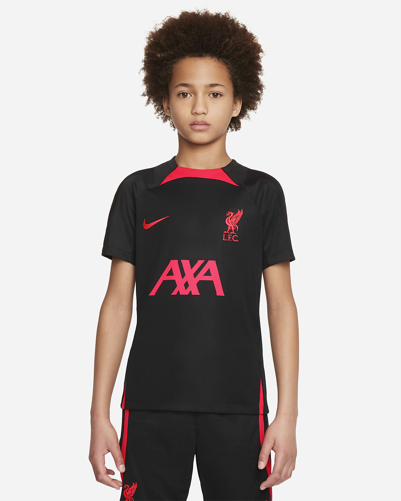 Haut de football à manches courtes Nike Dri-FIT Liverpool FC Strike pour Enfant plus âgé