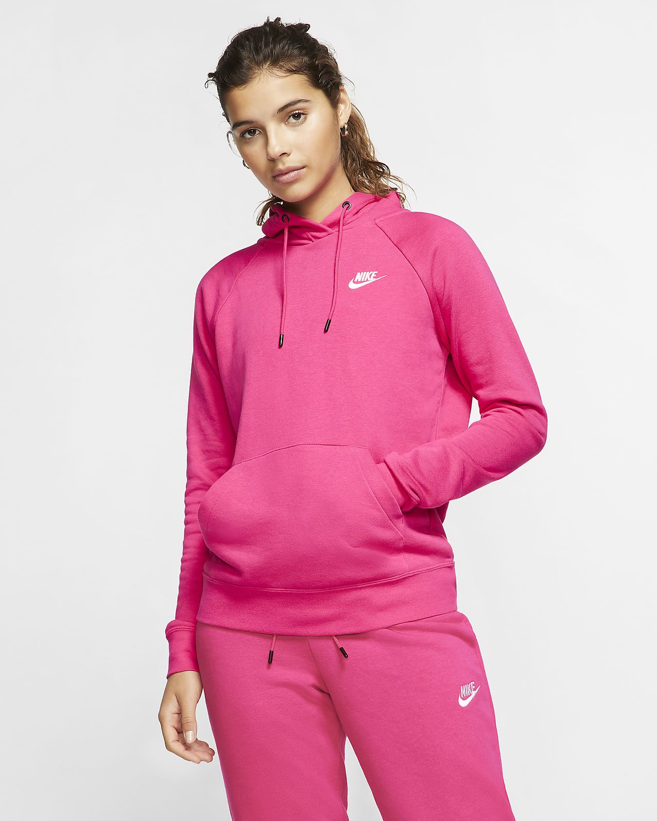 pink nike essentials hoodie