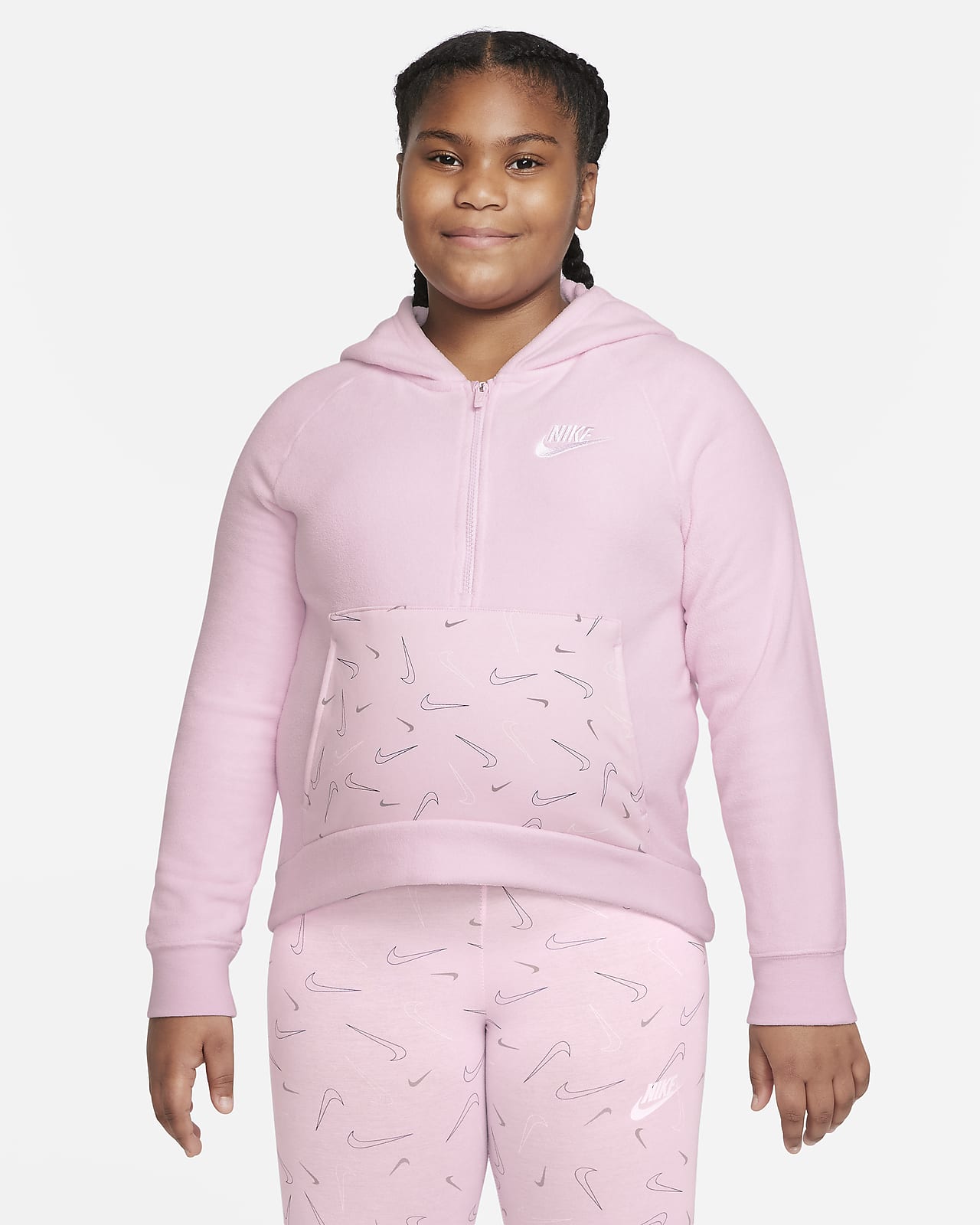 Nike Sportswear Club Fleece Big Kids' (Girls') Winterized 1/2-Zip Hoodie (Extended Size)