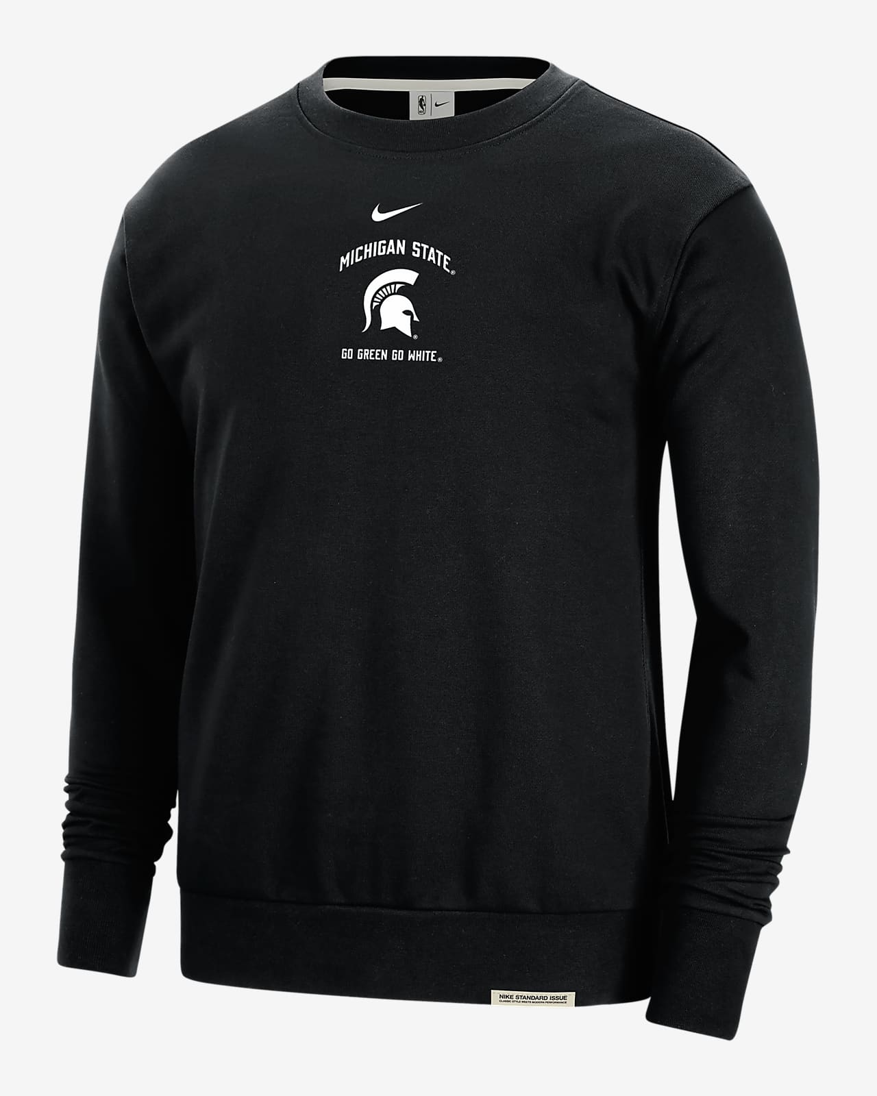 Sudadera de cuello redondo universitaria Nike de tejido Fleece para hombre Michigan State Standard Issue