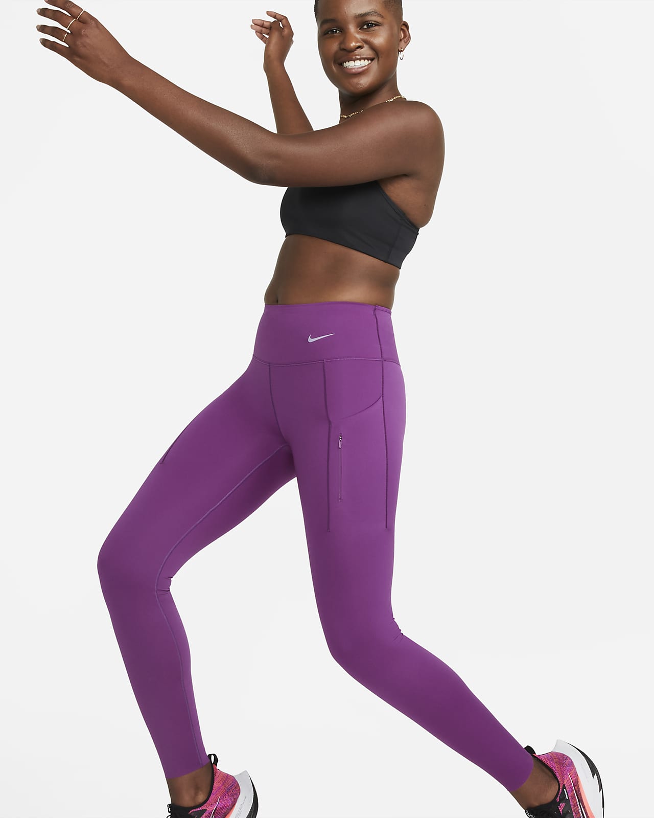 Leggings a tutta lunghezza a vita media con tasche e sostegno elevato Nike Go – Donna