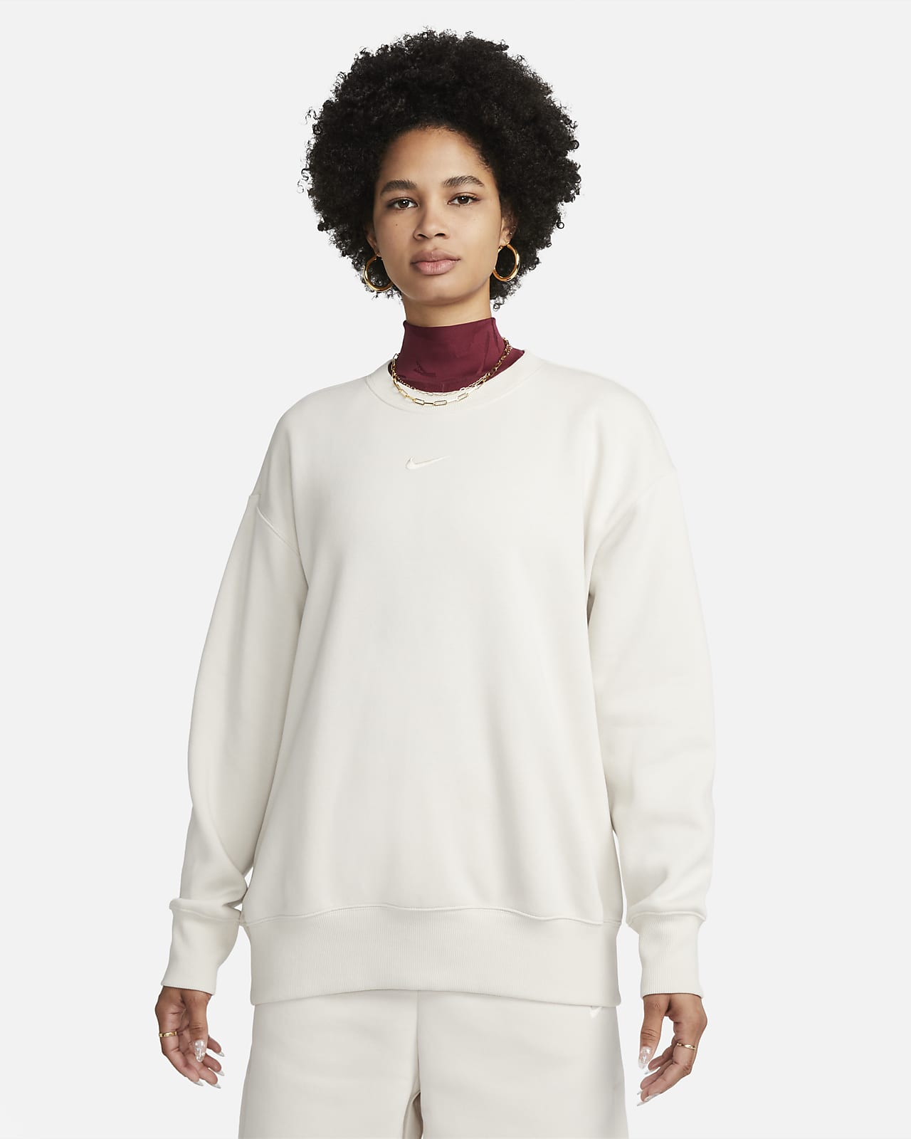 Nike Sportswear Phoenix Fleece ekstra stor sweatshirt med rund hals til dame