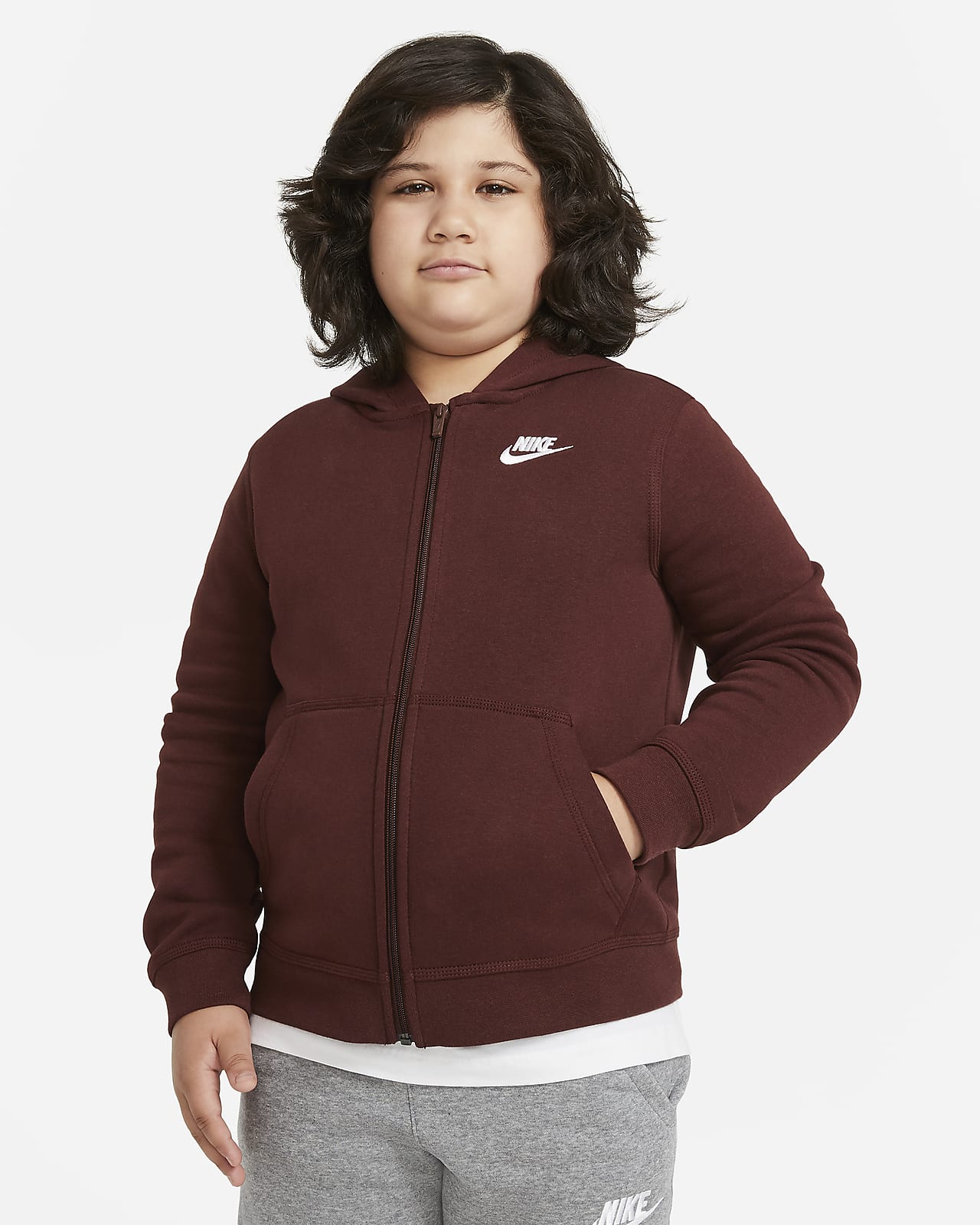 Nike Sportswear Club Fleece Big Kids' (Boys') Full-Zip Hoodie (Extended ...