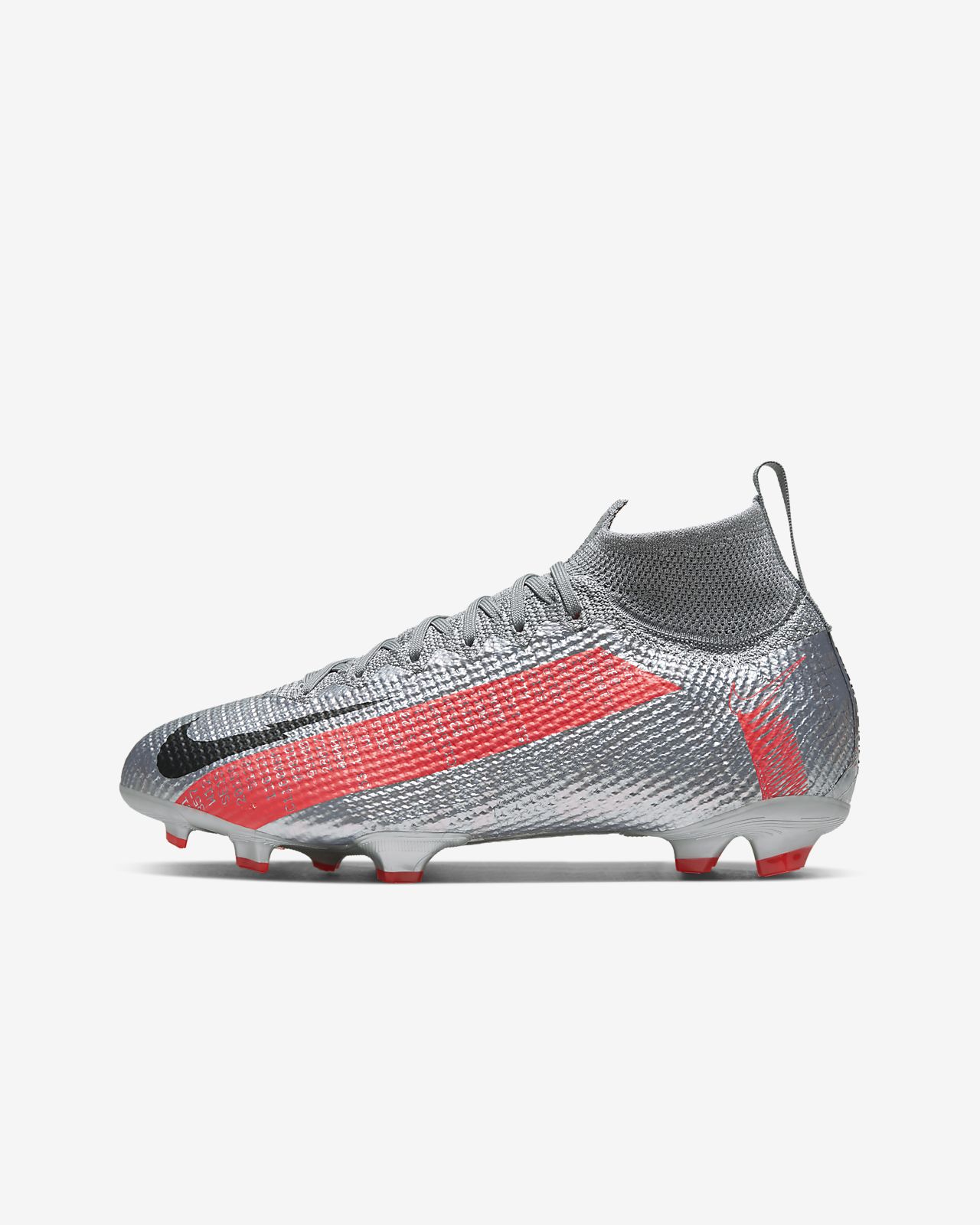 Junior Mercurial Superfly 7 Elite Firm Ground Cleat White.