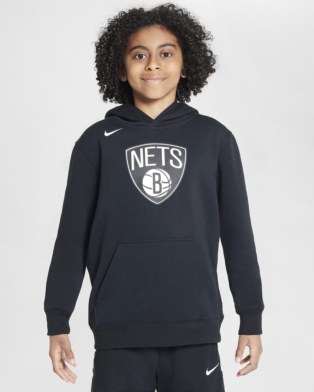 Dzianinowa bluza z kapturem dla dużych dzieci Brooklyn Nets Nike NBA