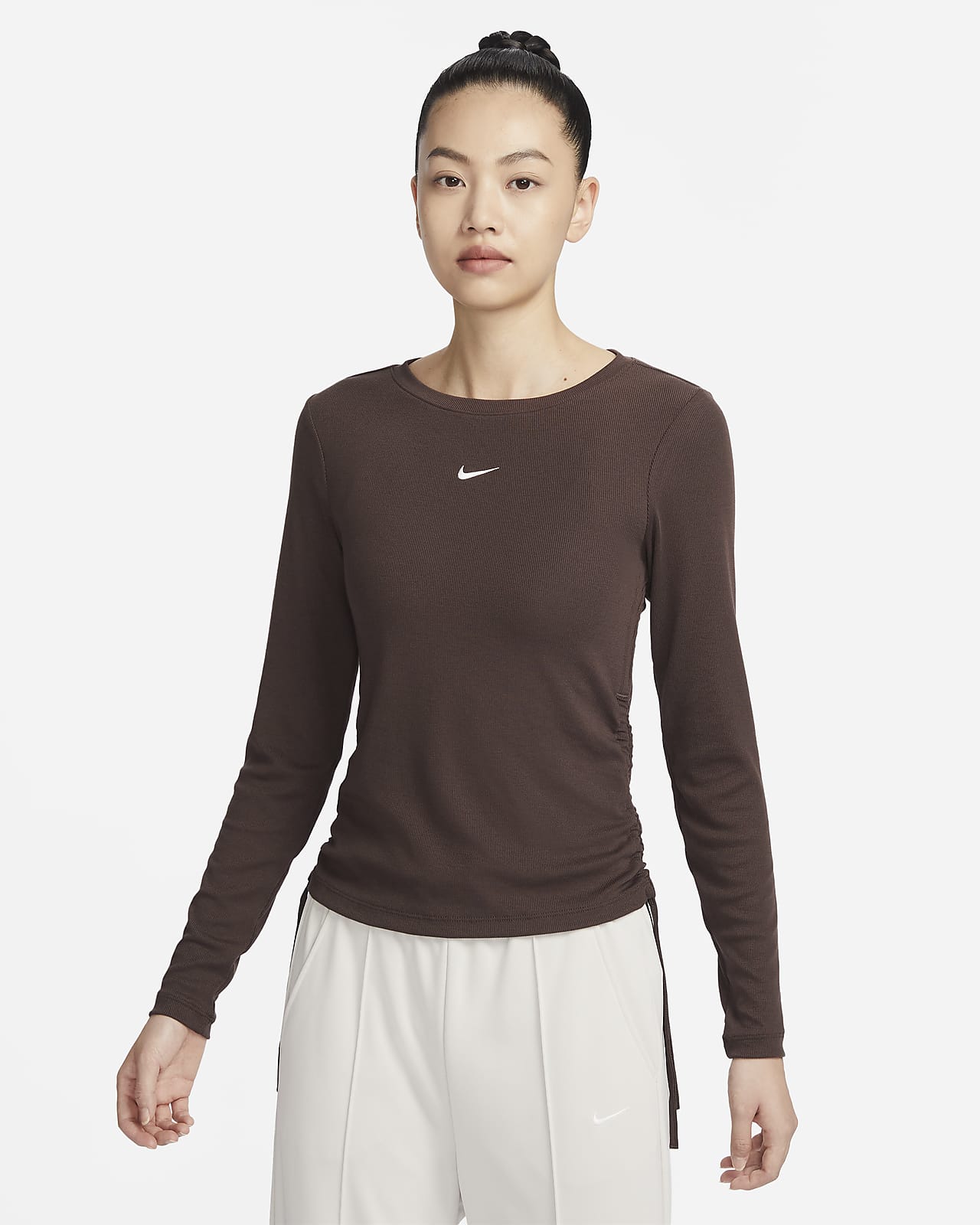 Top cropped de manga larga de tela de canalé mod para mujer Nike Sportswear Essential