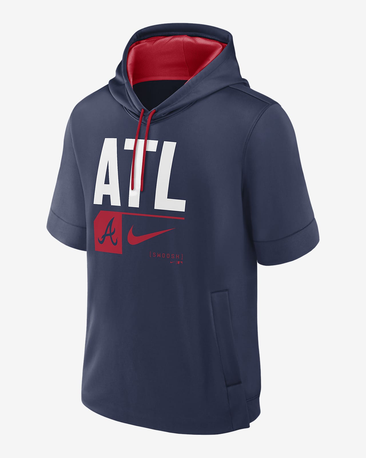 Sudadera con gorro sin cierre de manga corta Nike de la MLB para hombre Atlanta Braves Tri Code Lockup