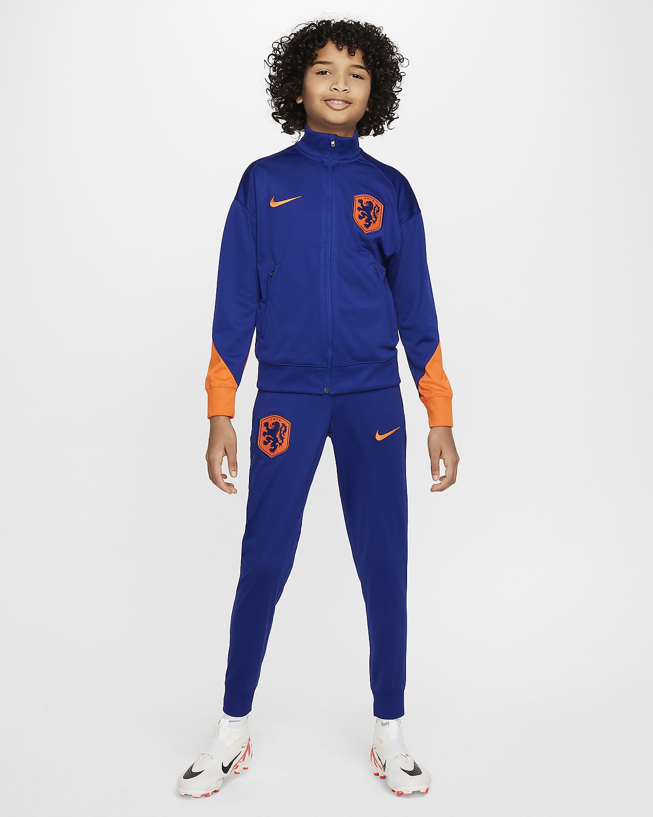 Netherlands Strike Nike Dri-FIT Fußball-Trainingsanzug aus Strickmaterial für ältere Kinder