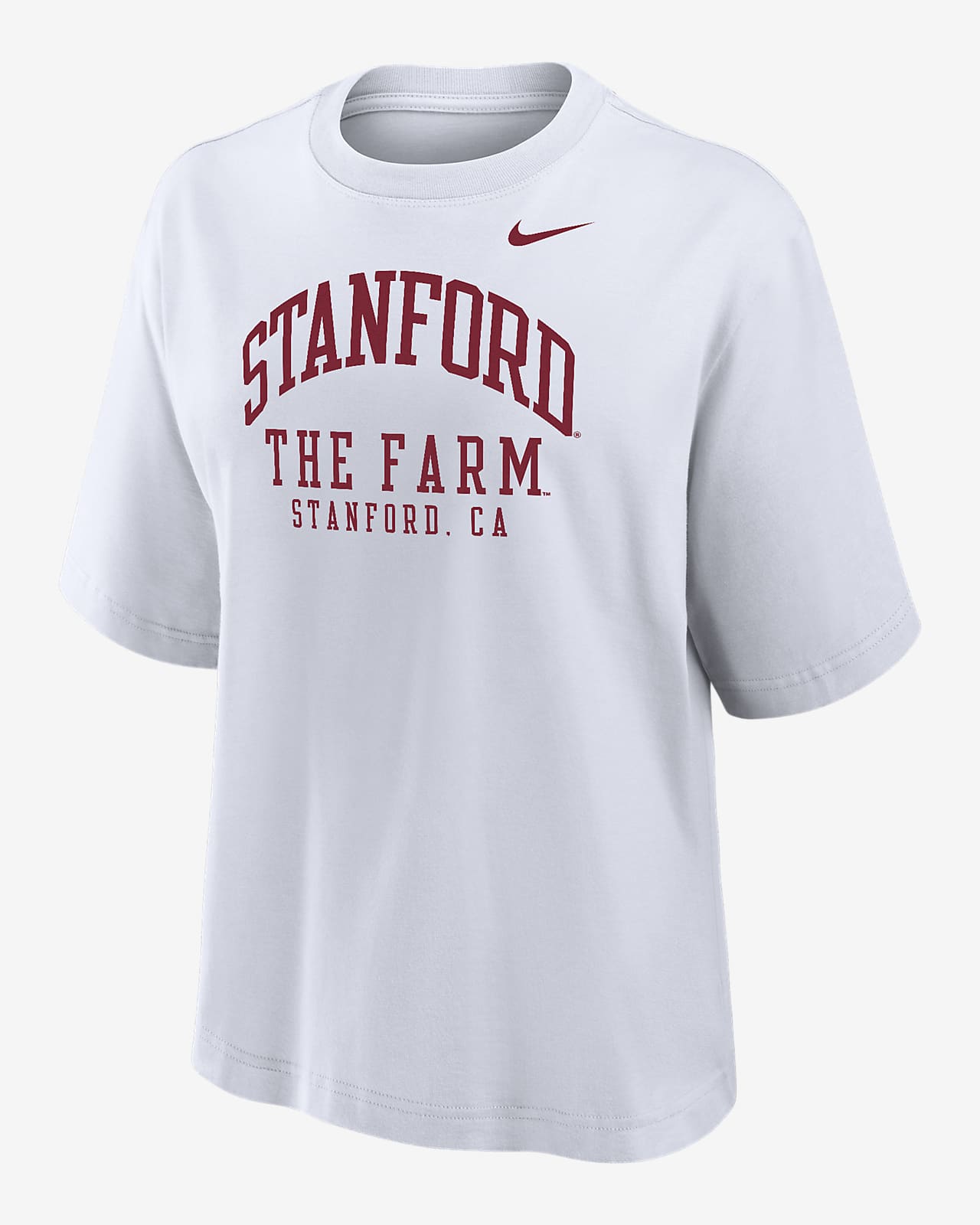 Playera de corte cuadrado universitaria Nike para mujer Stanford