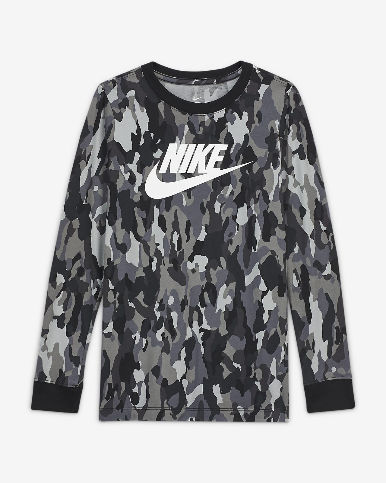 Nike Sportswear Big Kids' (Boys') Printed LongSleeve TShirt.