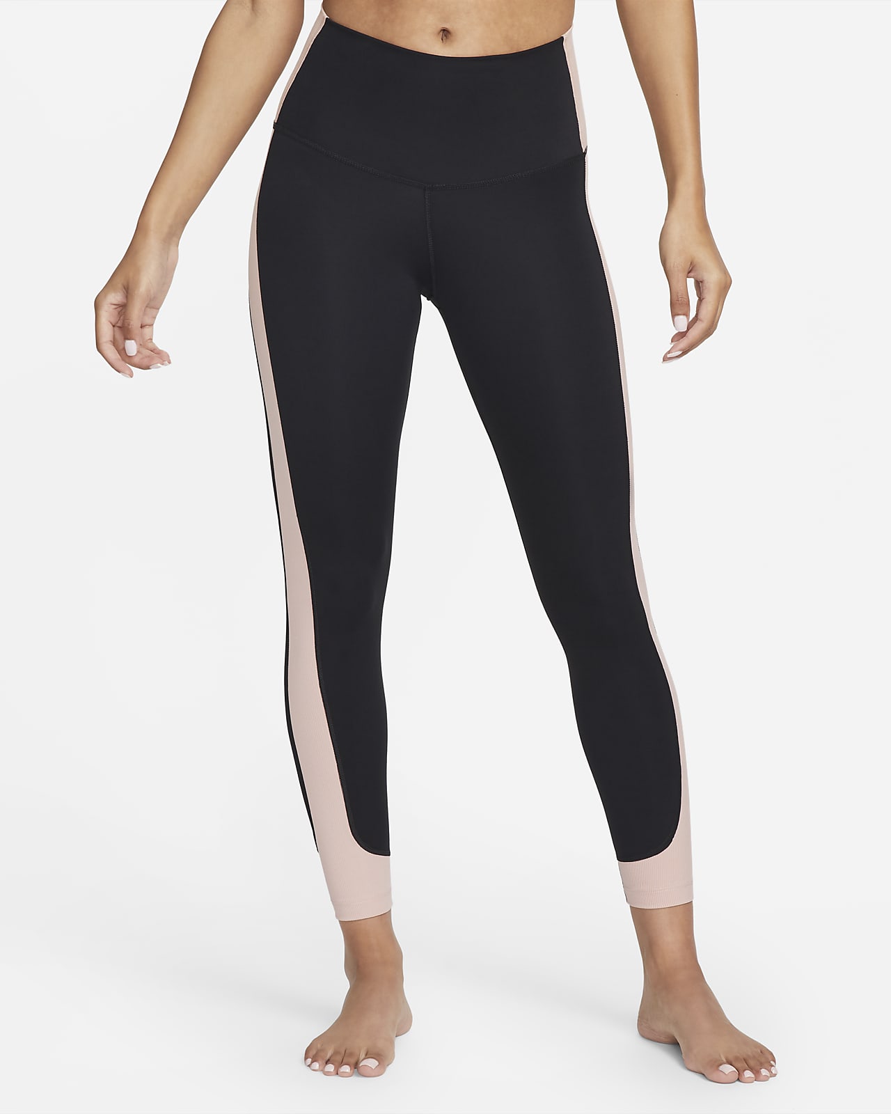 Nike Yoga 7/8-Leggings mit hohem Taillenbund und geripptem Einsatz für Damen