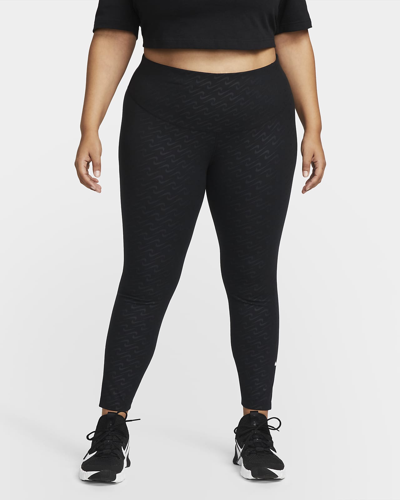 Nike Dri-FIT One Icon Clash 7/8-Leggings mit halbhohem Bund und Print für Damen (große Größe)