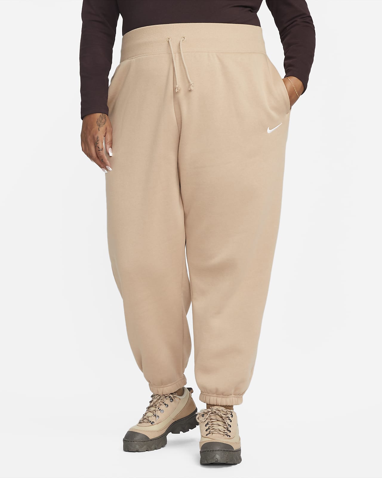Överdimensionerade sweatpants med hög midja Nike Sportswear Phoenix Fleece för kvinnor (Plus Size)