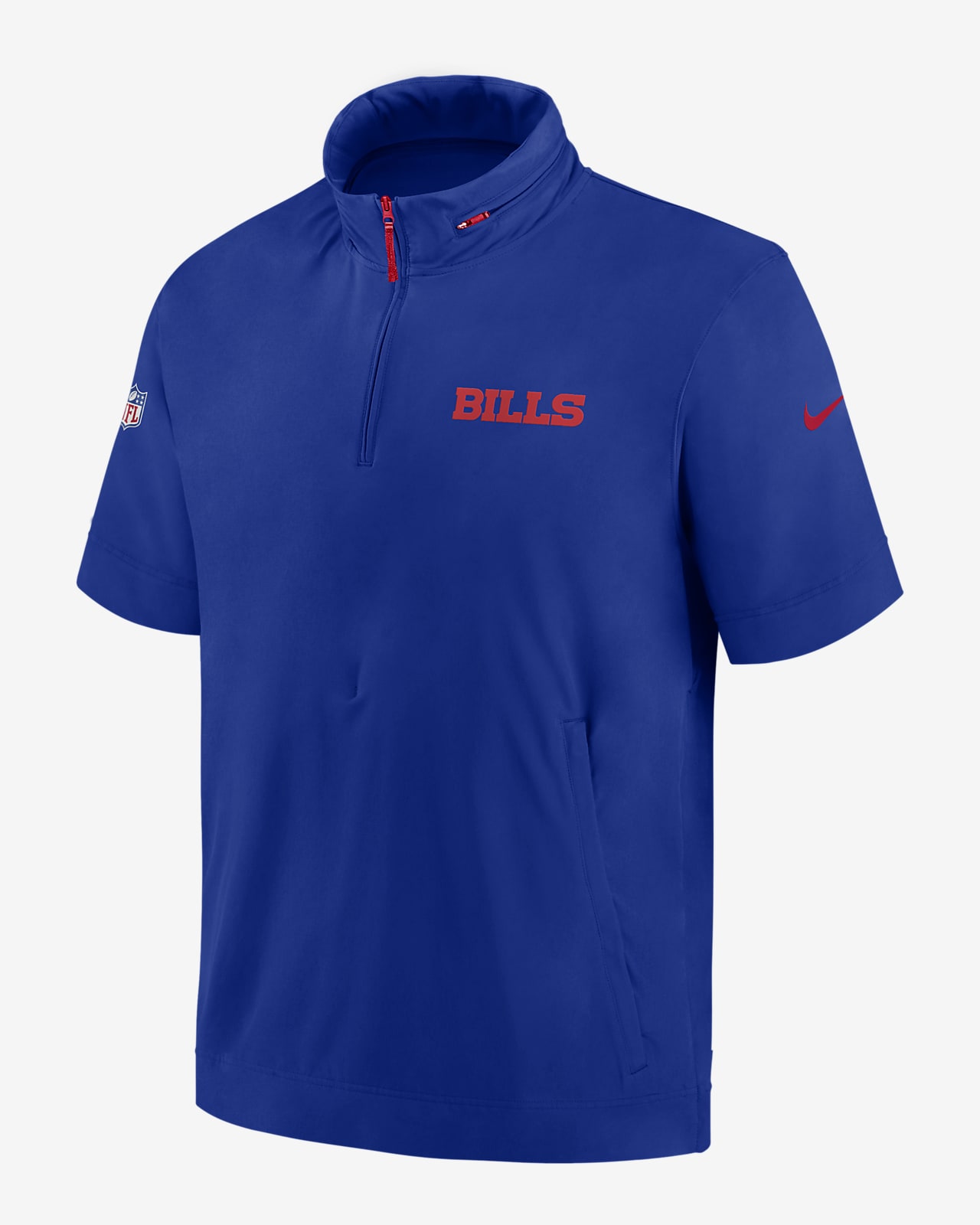 Chamarra de manga corta Nike de la NFL con gorro y medio cierre para hombre Buffalo Bills Sideline Coach