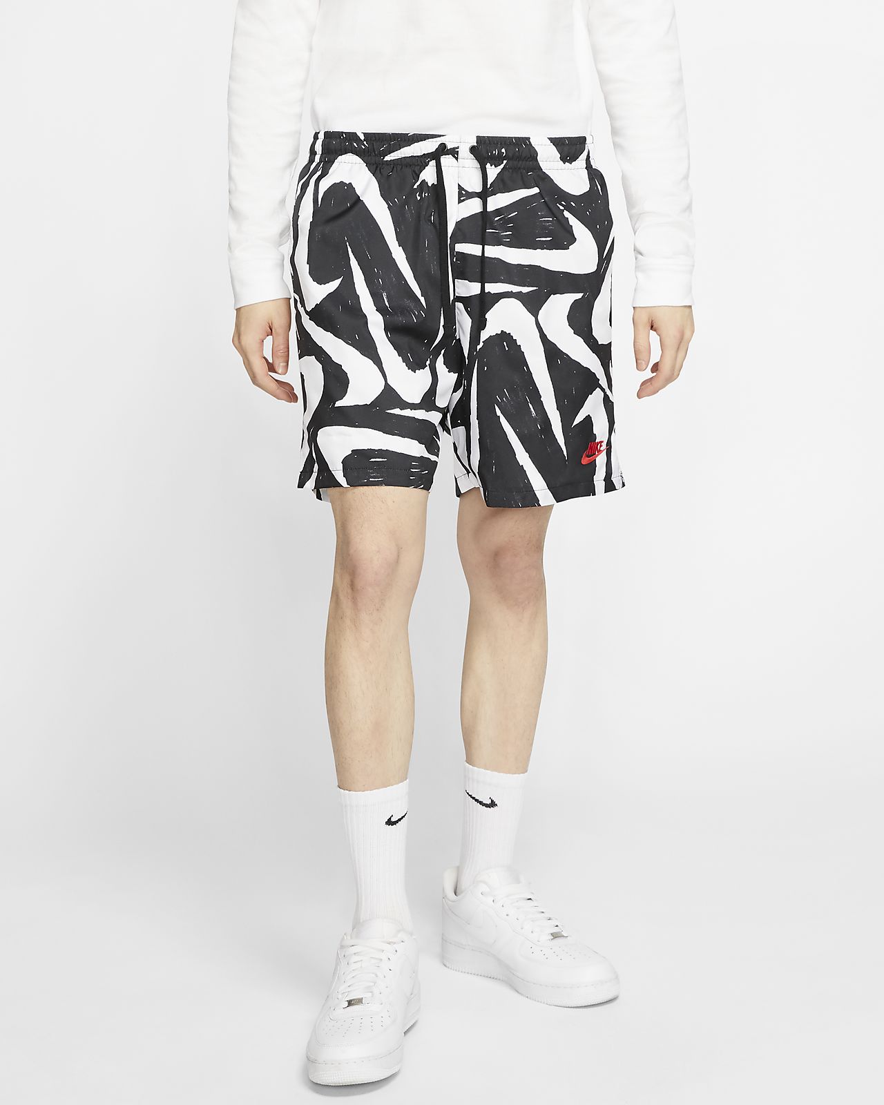 nike woven logo shorts in black