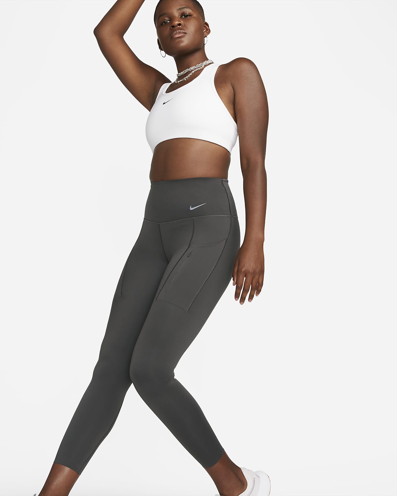 Nike Go 7/8-Leggings mit Taschen, starkem Halt und hohem Bund für Damen
