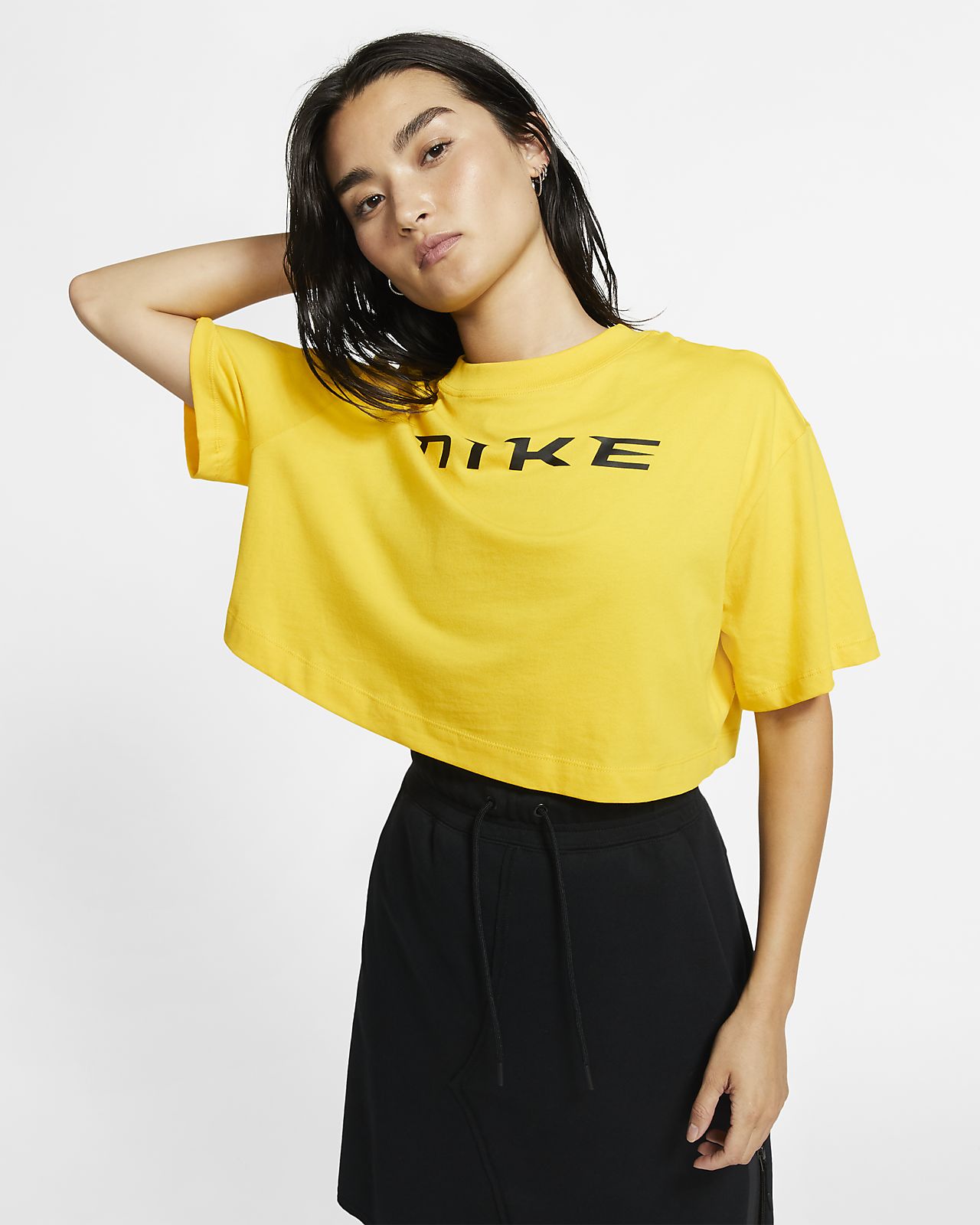 yellow nike crop hoodie