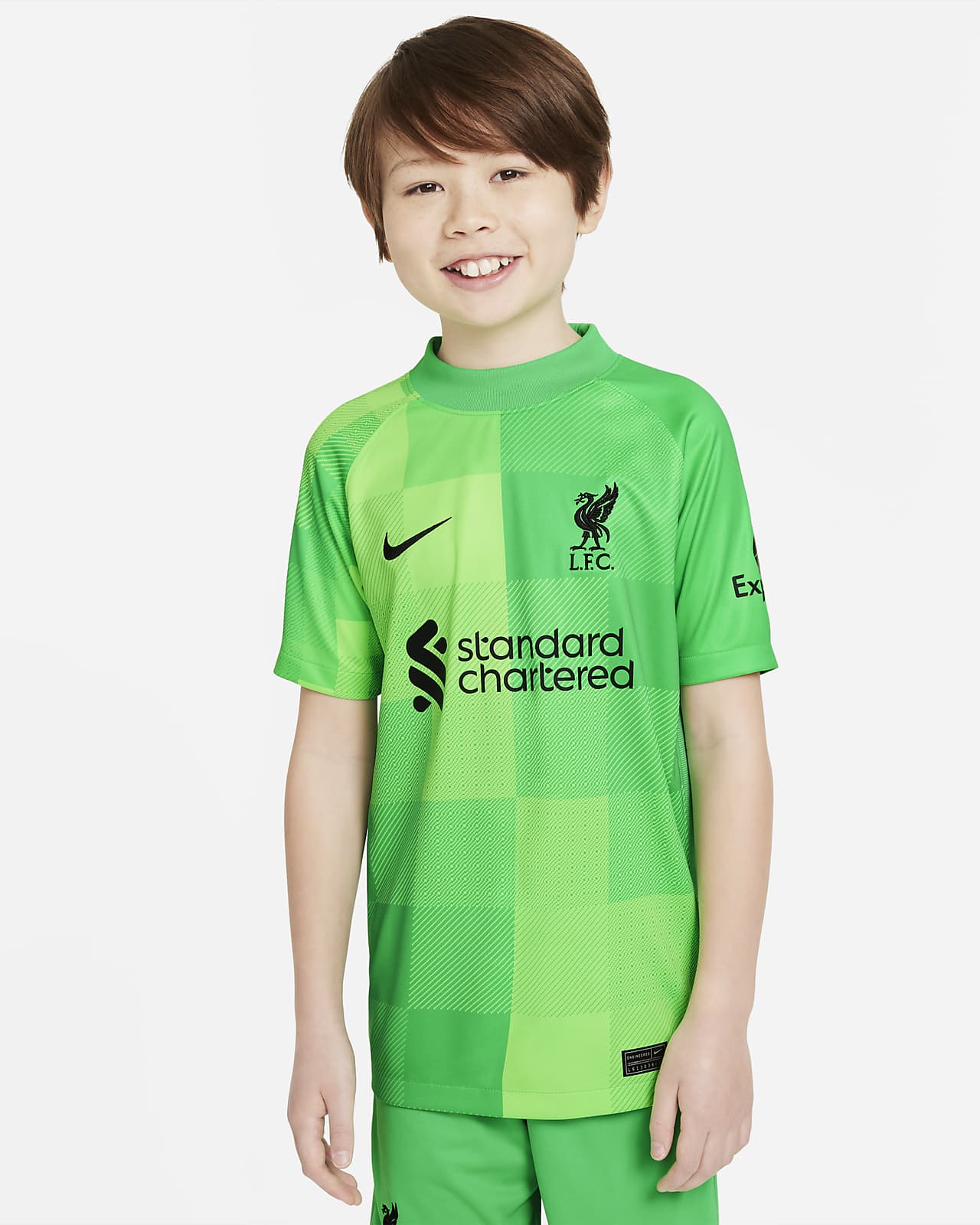 Liverpool F.C. 2021/22 Stadium Goalkeeper Older Kids' Football Jersey