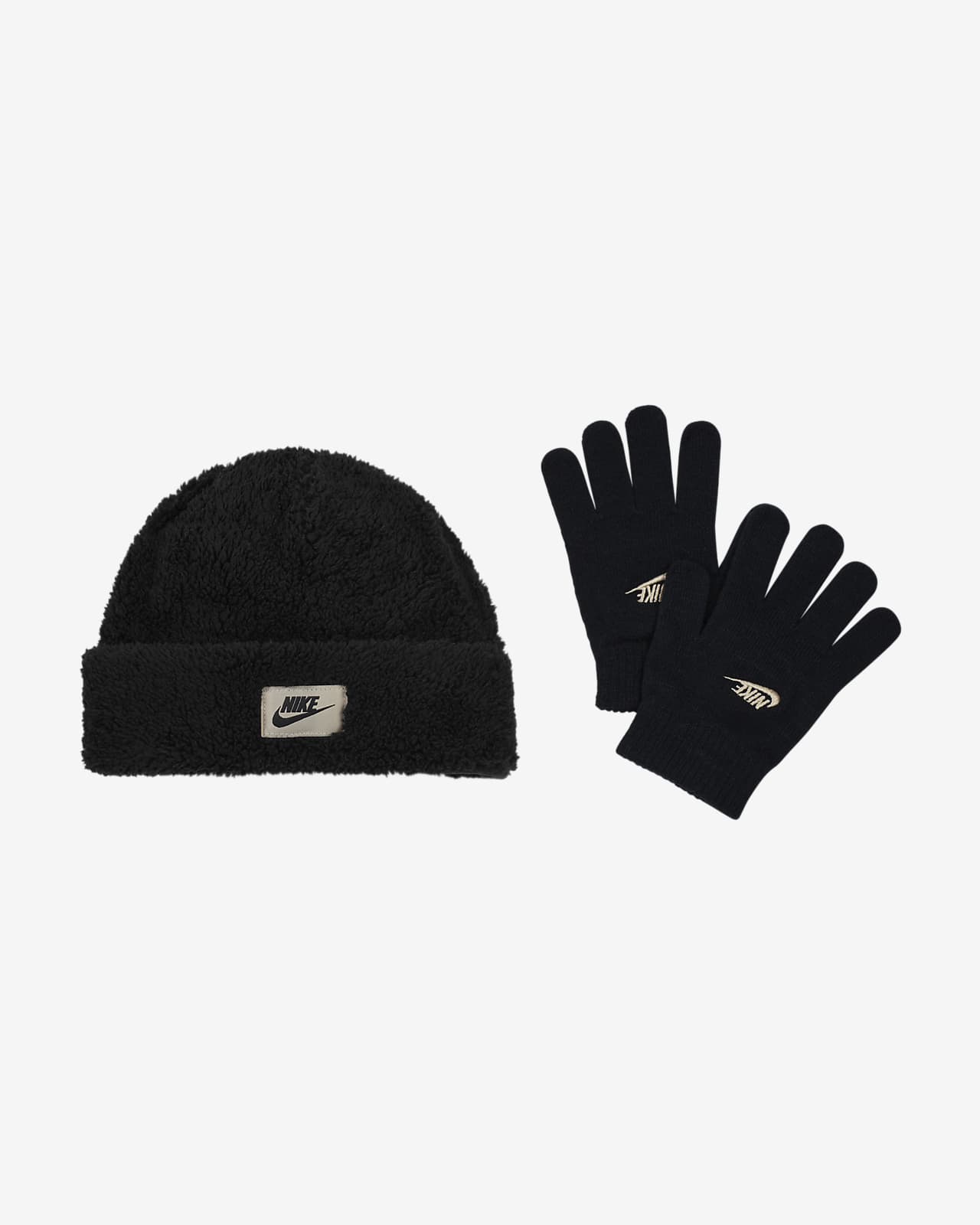 Conjunto de dos piezas de gorro y guantes para niños talla pequeña Nike Cozy Peak Beanie and Gloves Set