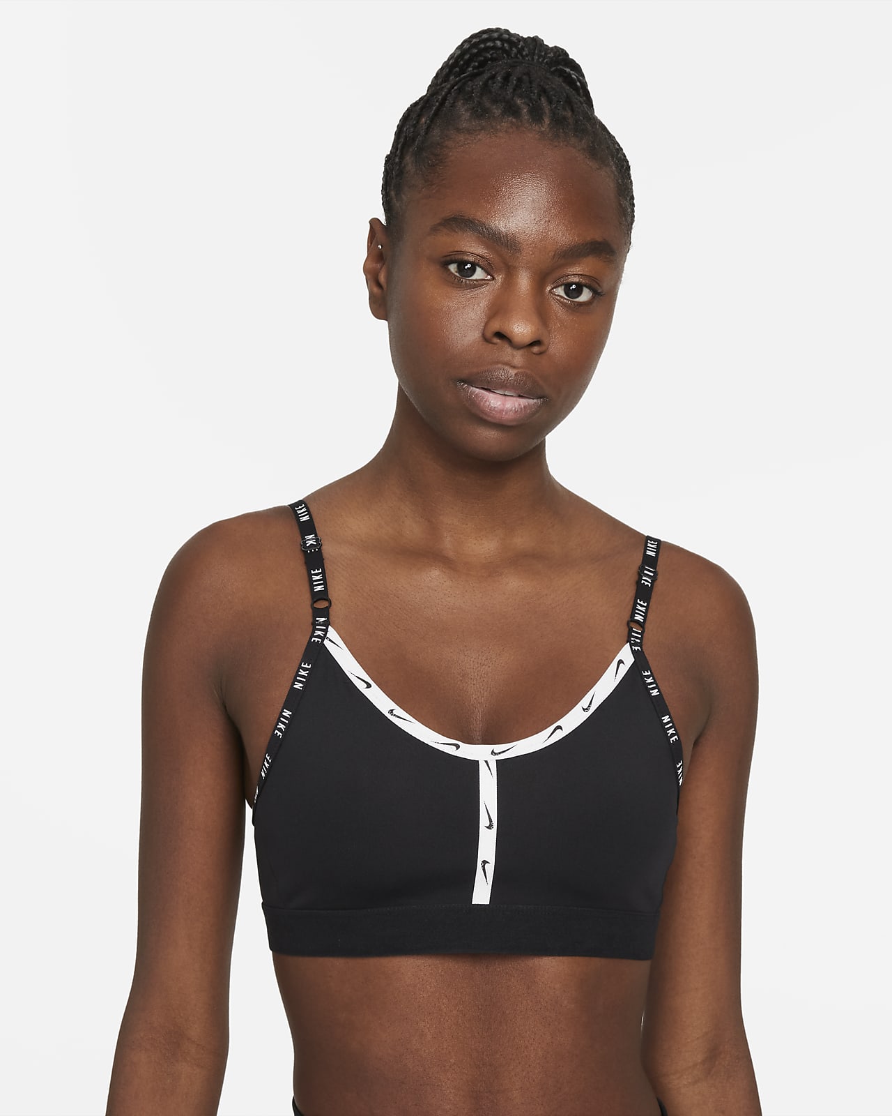 Brassière de sport rembourrée à maintien léger avec bande logo Nike Dri-FIT Indy pour Femme