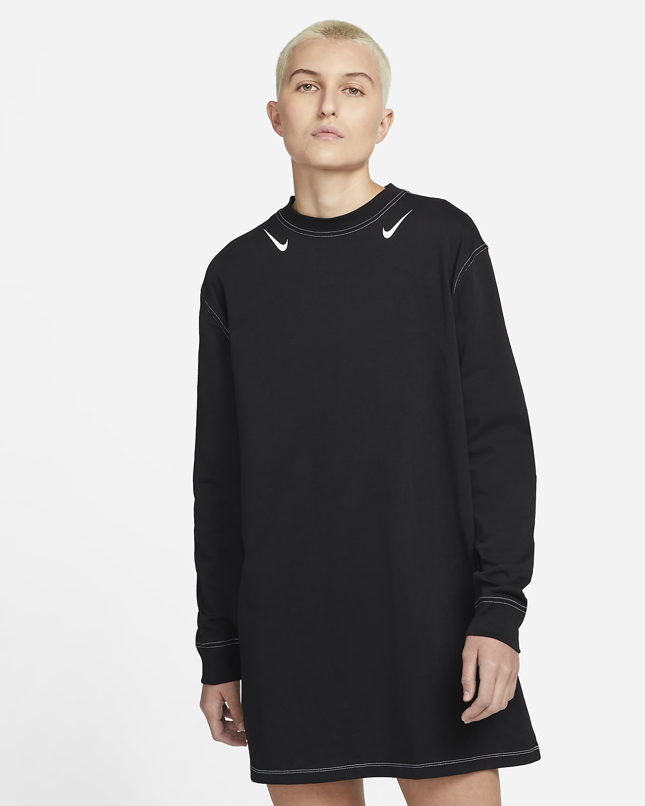 Nike Sportswear Swoosh Uzun Kollu Grafikli Kadın Elbisesi