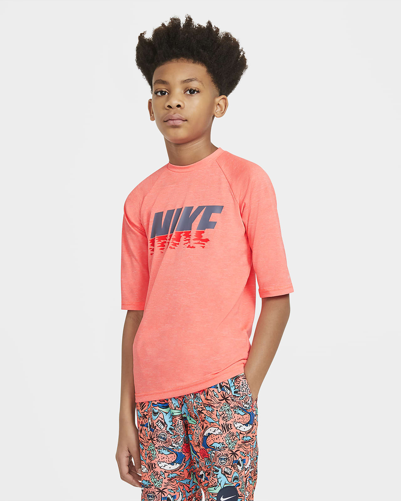 Camiseta de natación Hydroguard de manga corta para niños talla grande Nike