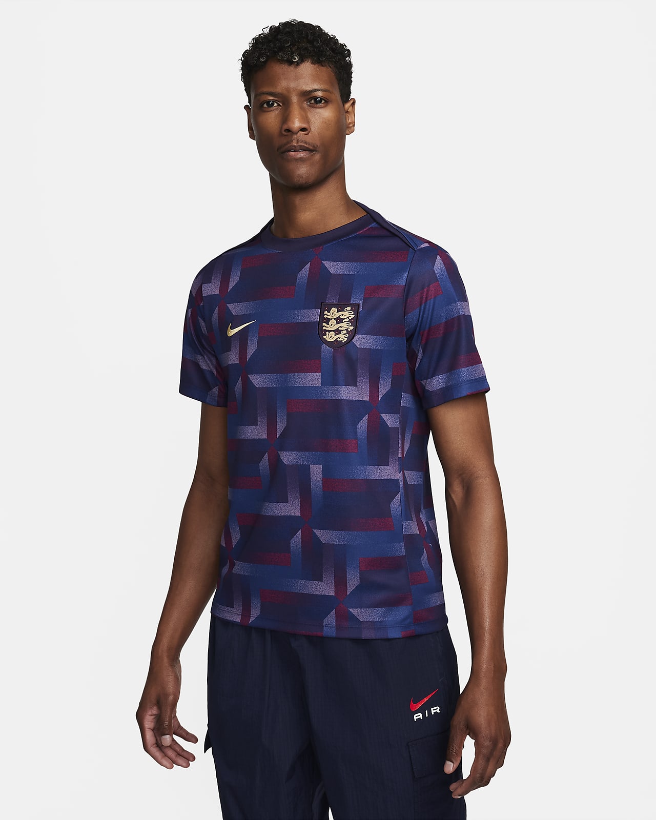 England Academy Pro Nike Dri-FIT-Pre-Match-fodboldtrøje med korte ærmer til mænd