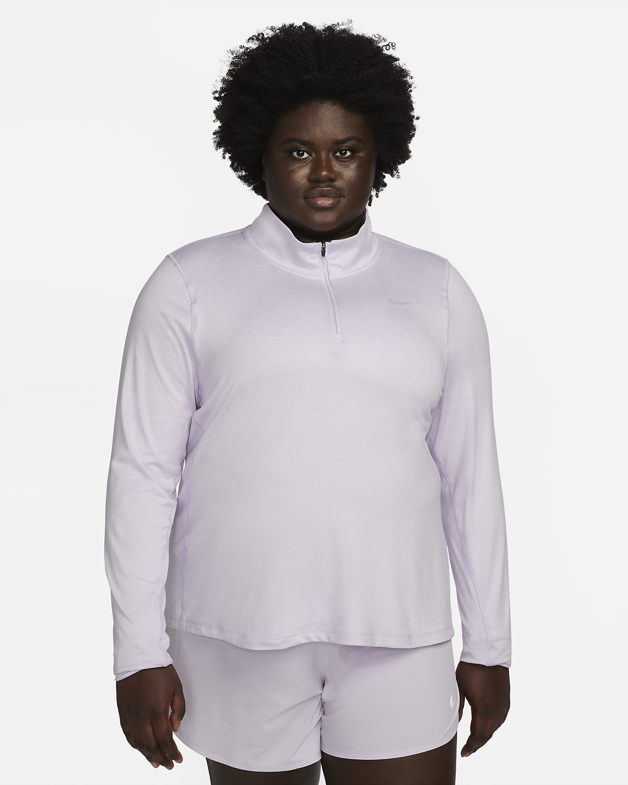Nike Camiseta de running con media cremallera (Talla grande) - Mujer