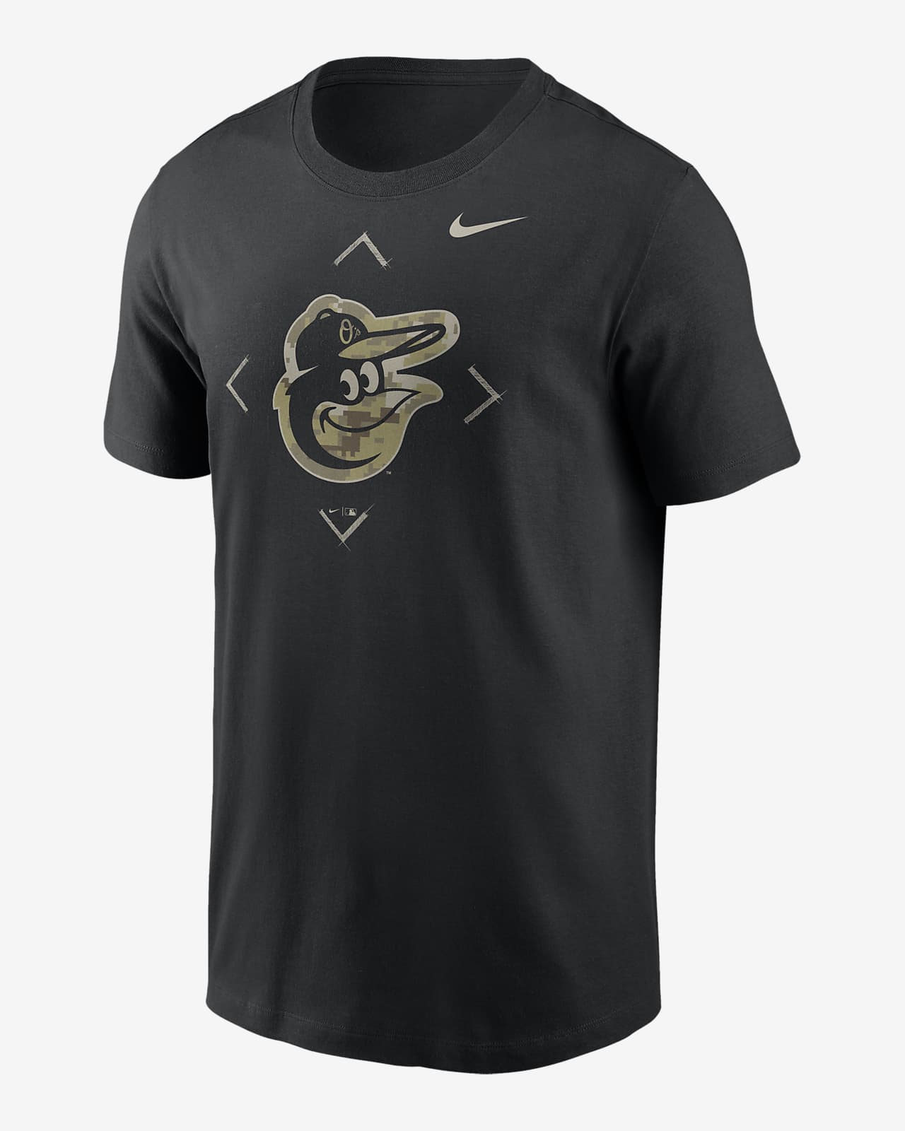 Playera Nike de la MLB para hombre Baltimore Orioles Camo Logo