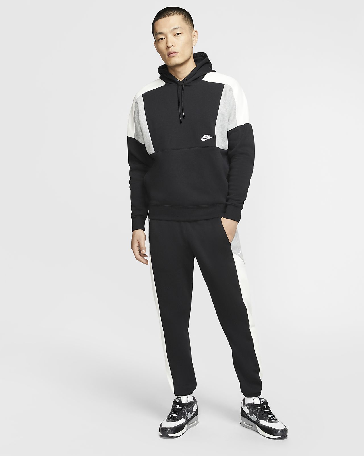 nike colour block tracksuit in grey